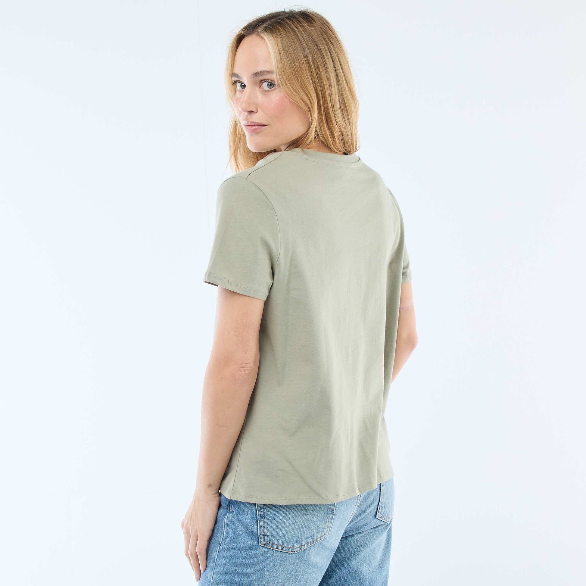 T-shirt à col V KAKI
