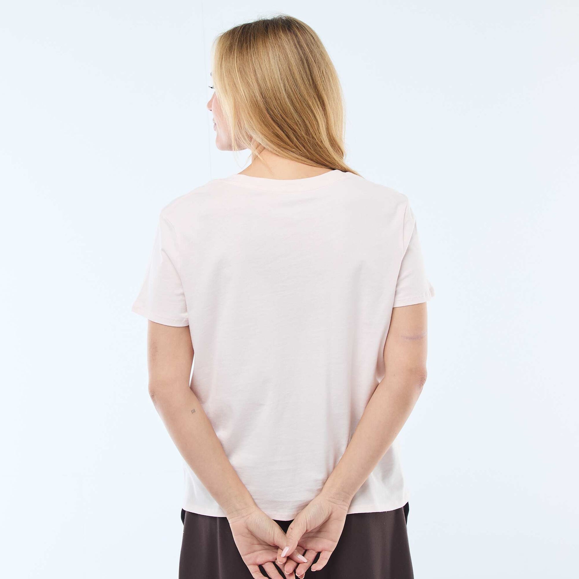T-shirt à col V ROSE