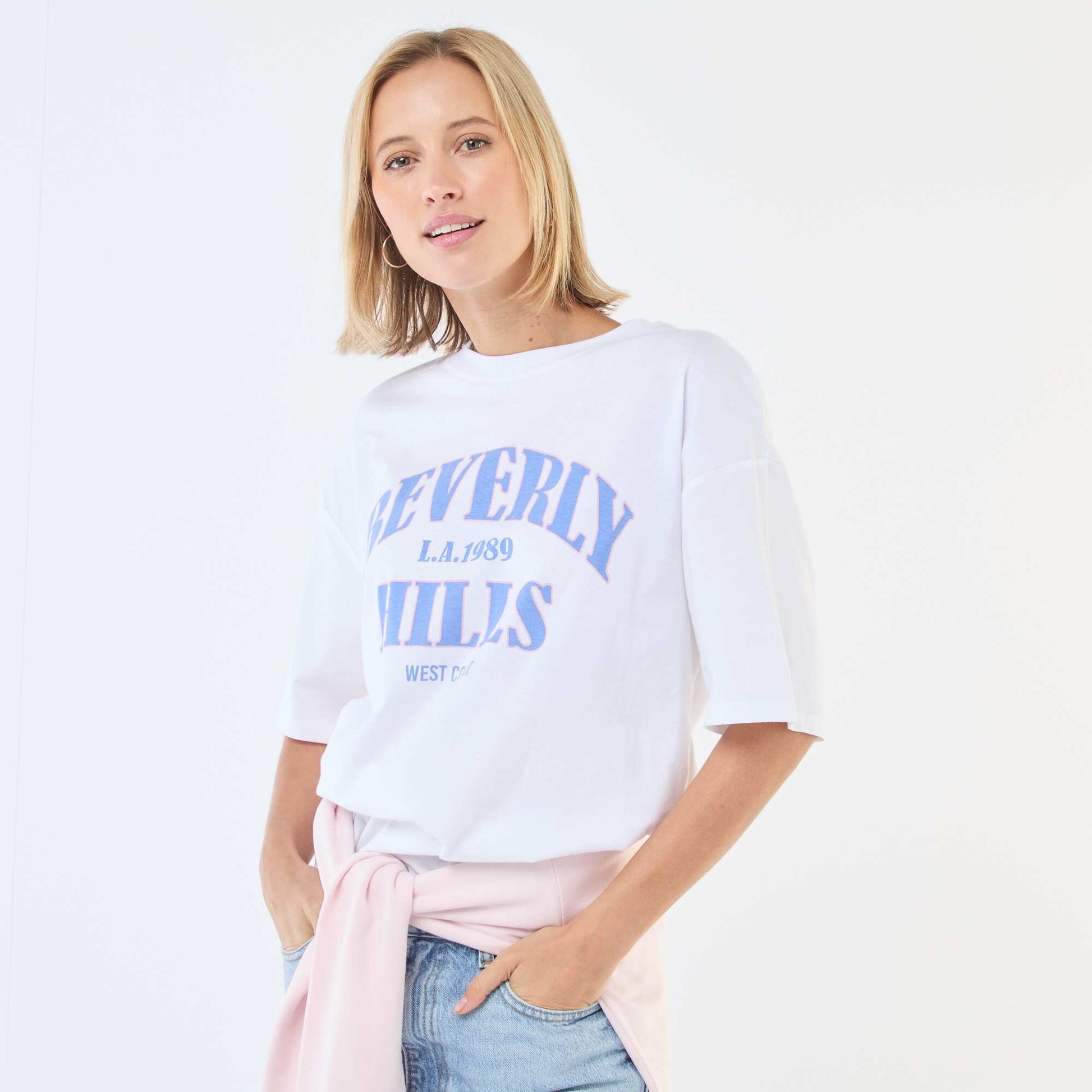 Tee-shirt oversize à message BLANC
