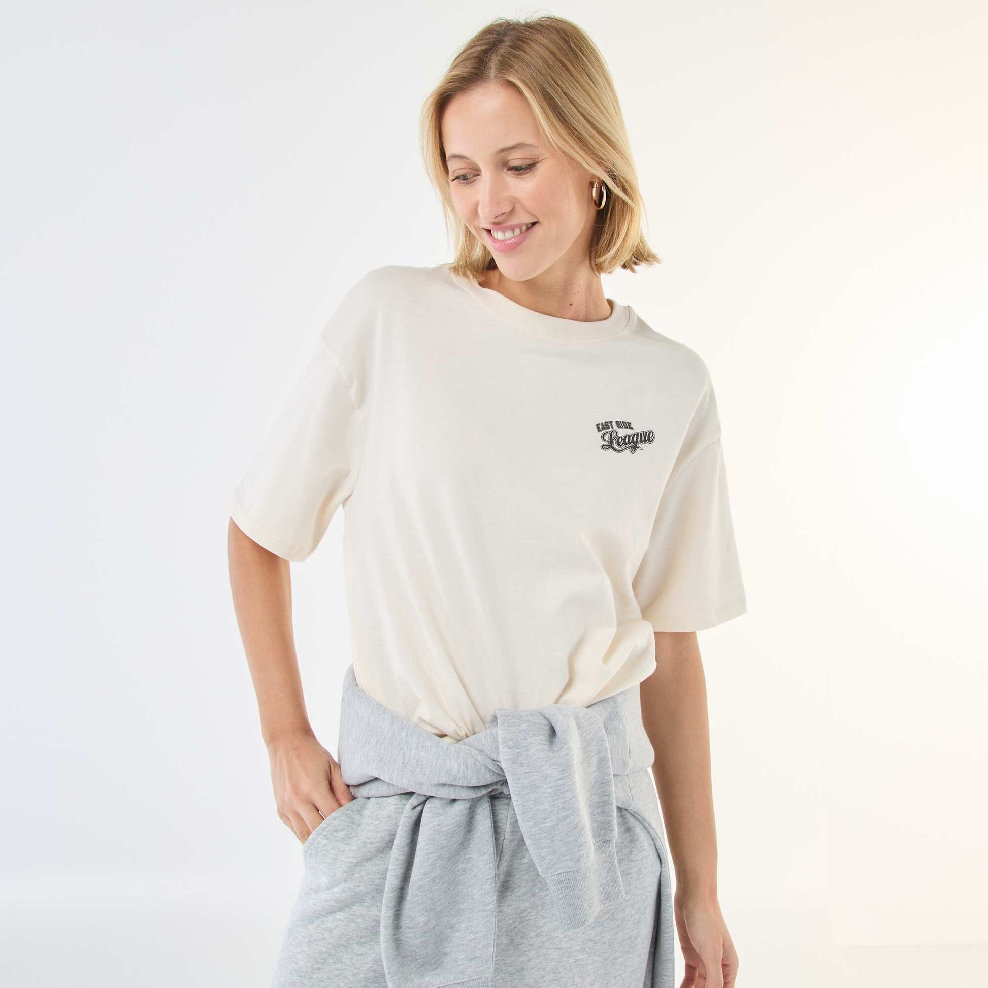 Tee-shirt oversize à message BLANC