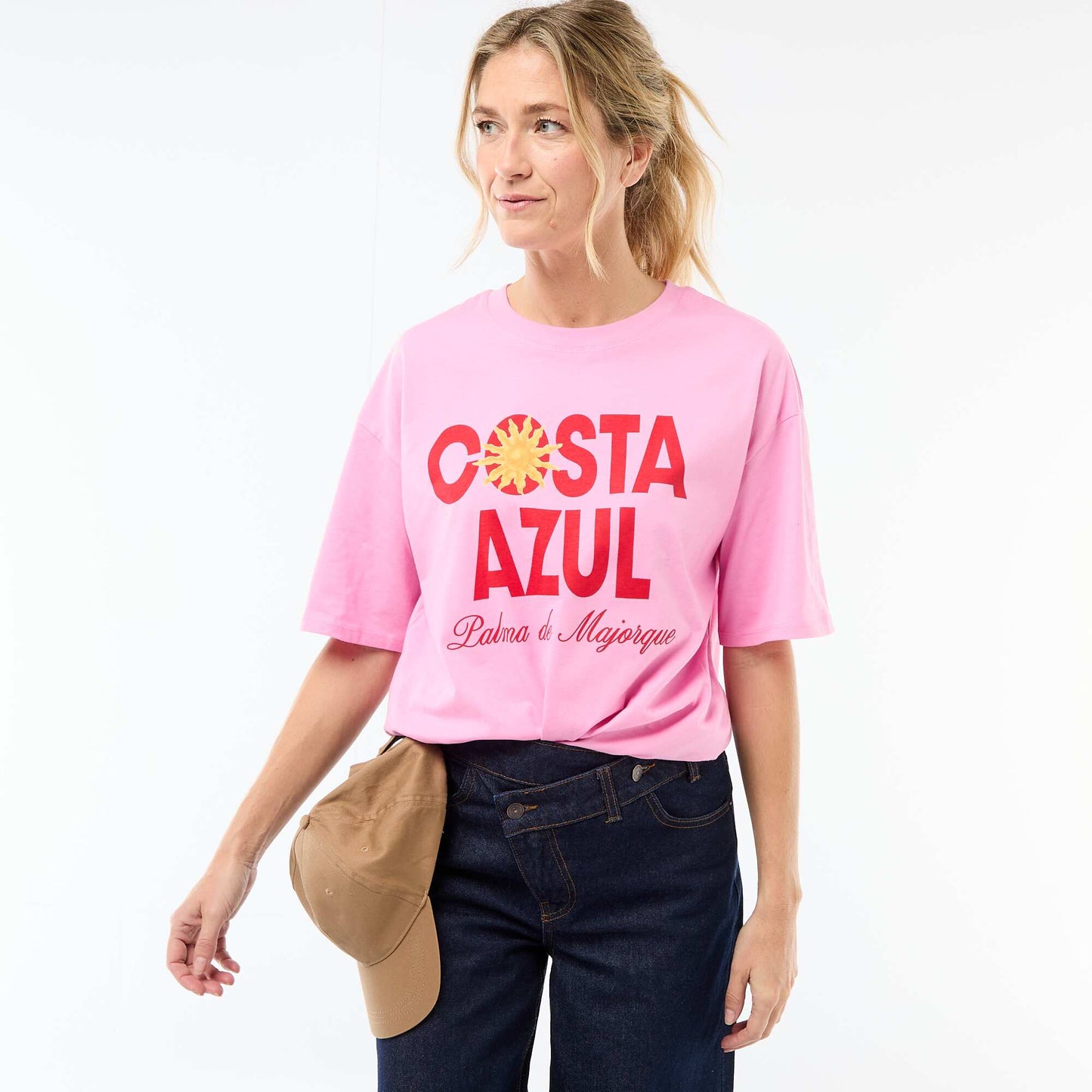 Tee-shirt oversize à message ROSE