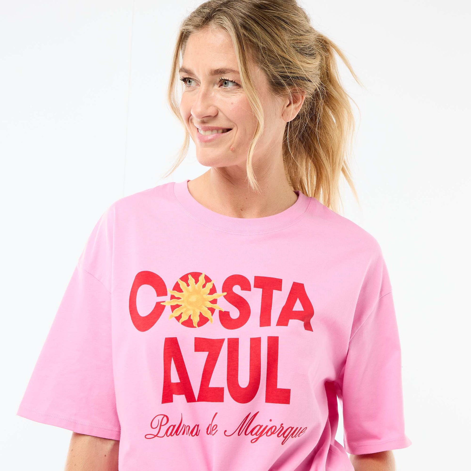 Tee-shirt oversize à message ROSE