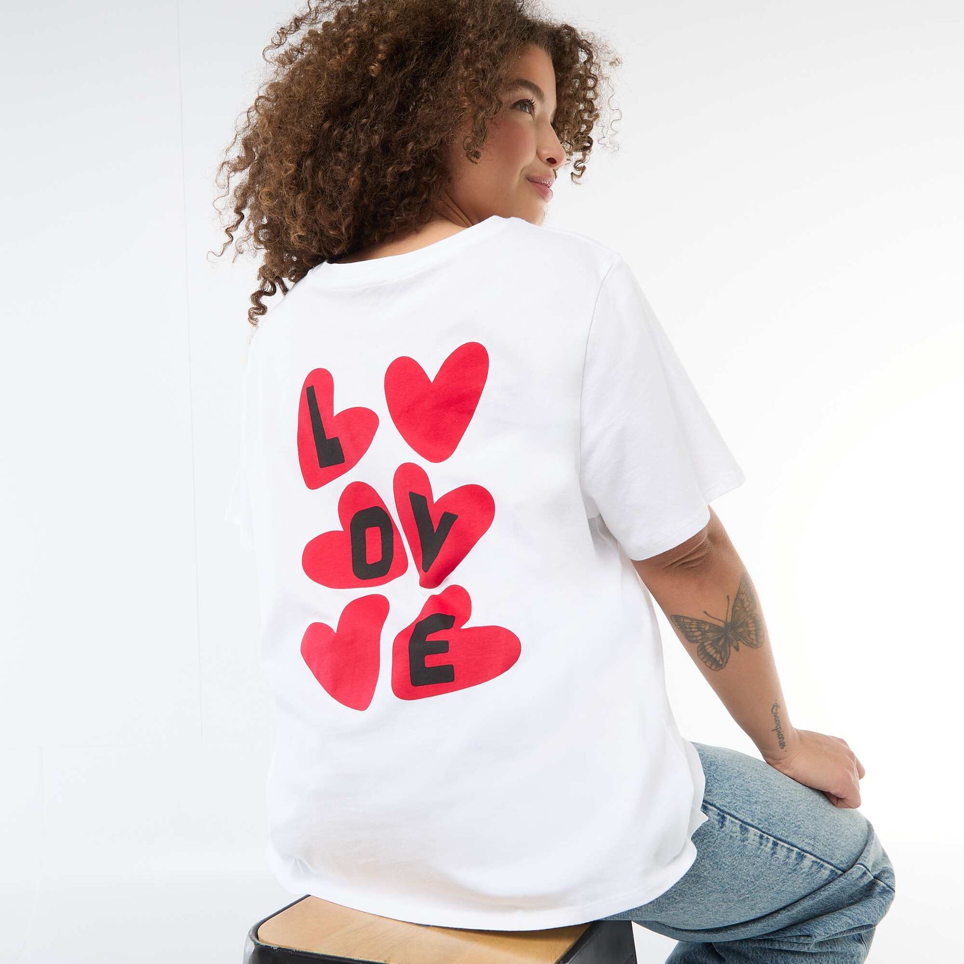 Tee-shirt coupe oversize à manches courtes BLANC