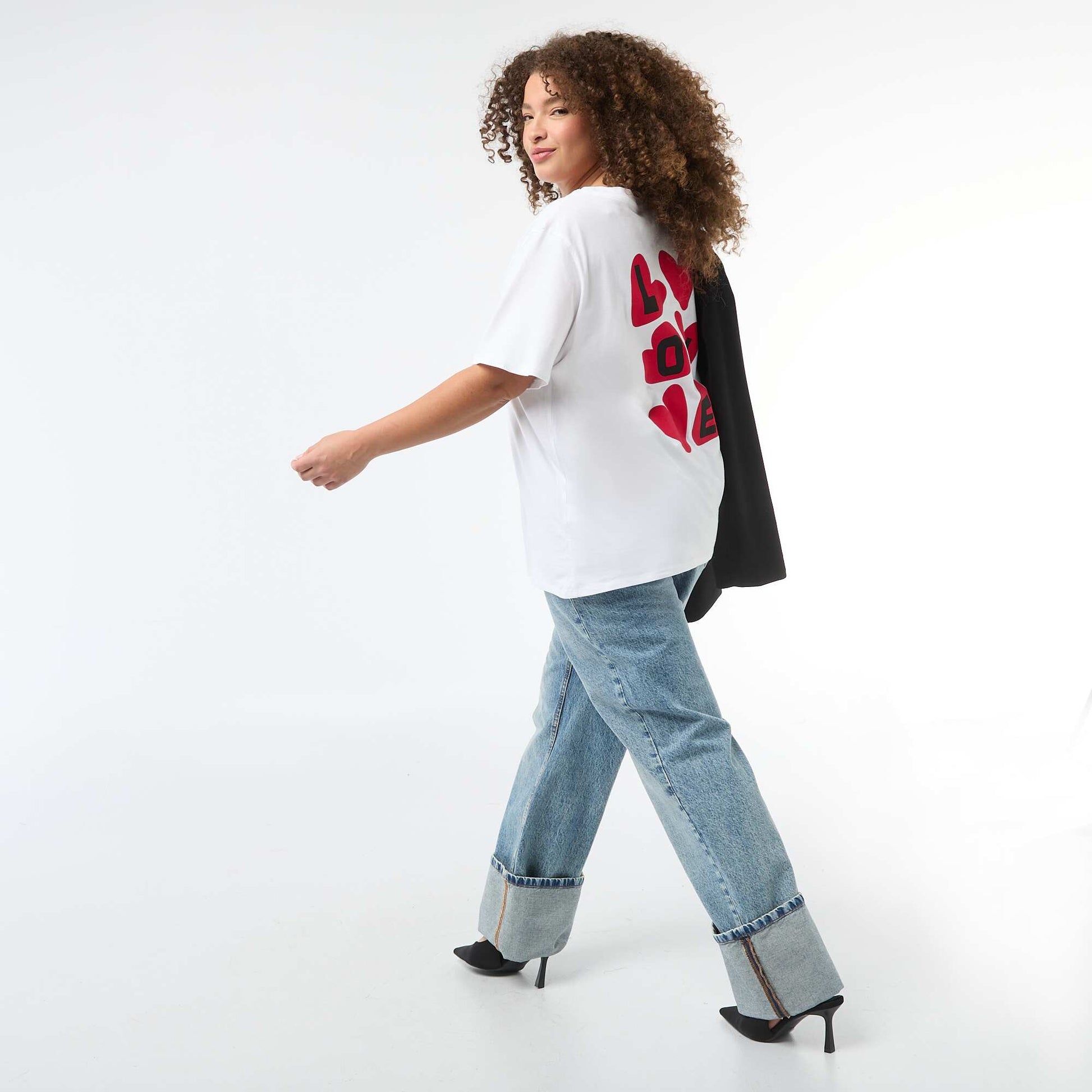 Tee-shirt coupe oversize à manches courtes BLANC