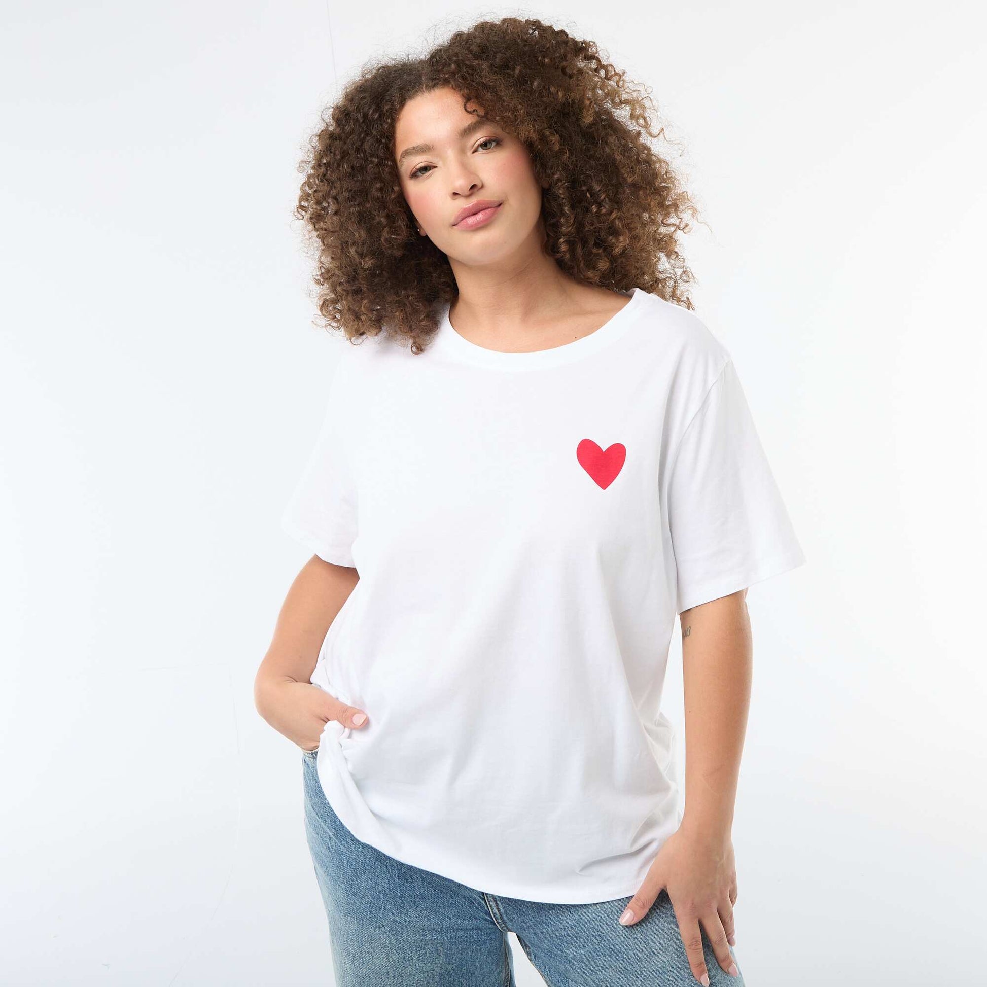 Tee-shirt coupe oversize à manches courtes BLANC