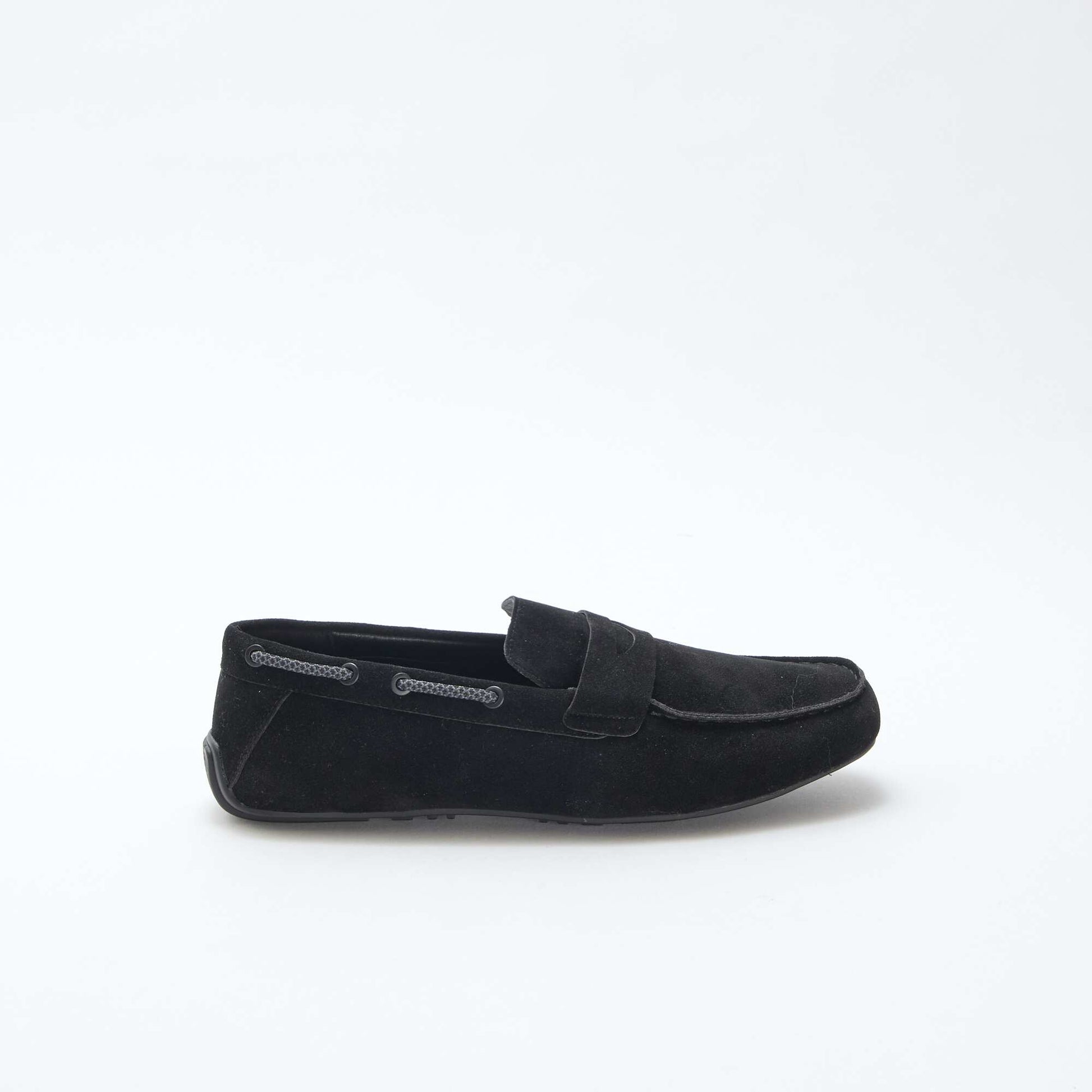 Mocassins bateau en suédine unie NOIR
