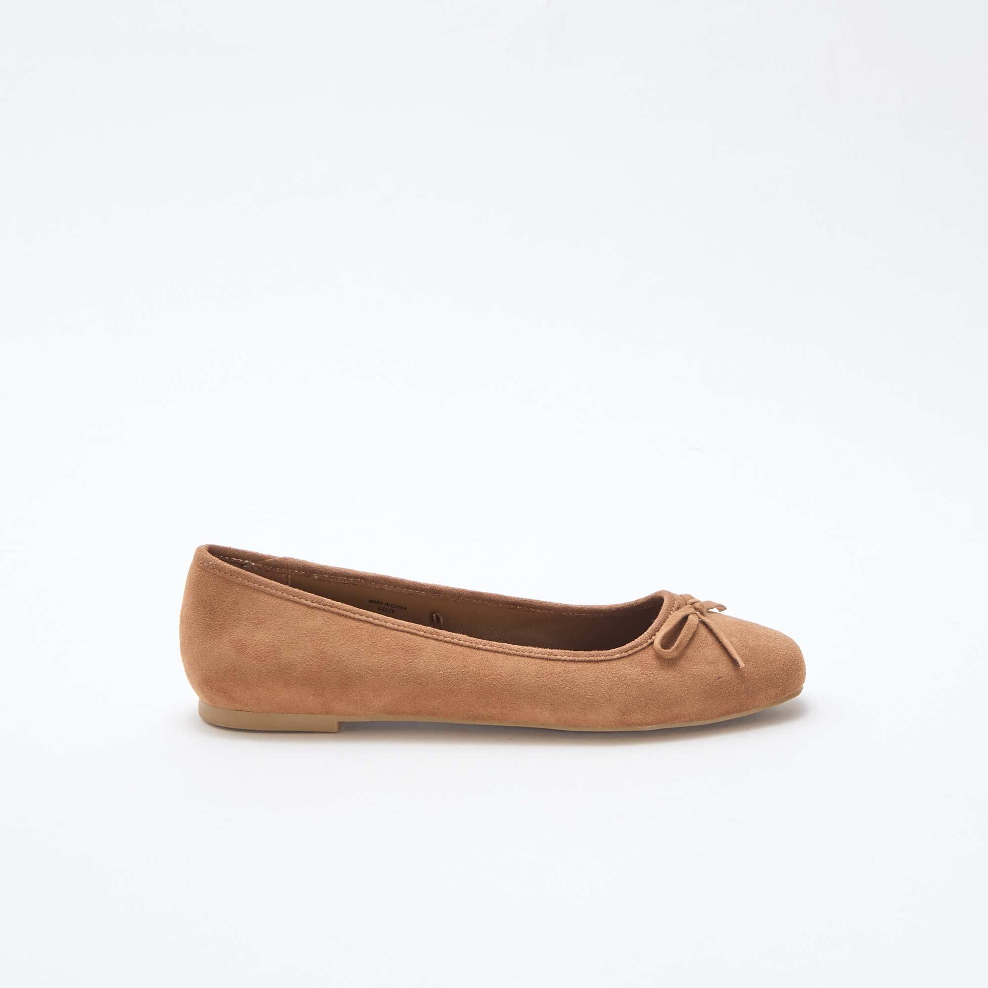 Ballerines unies en suédine MARRON