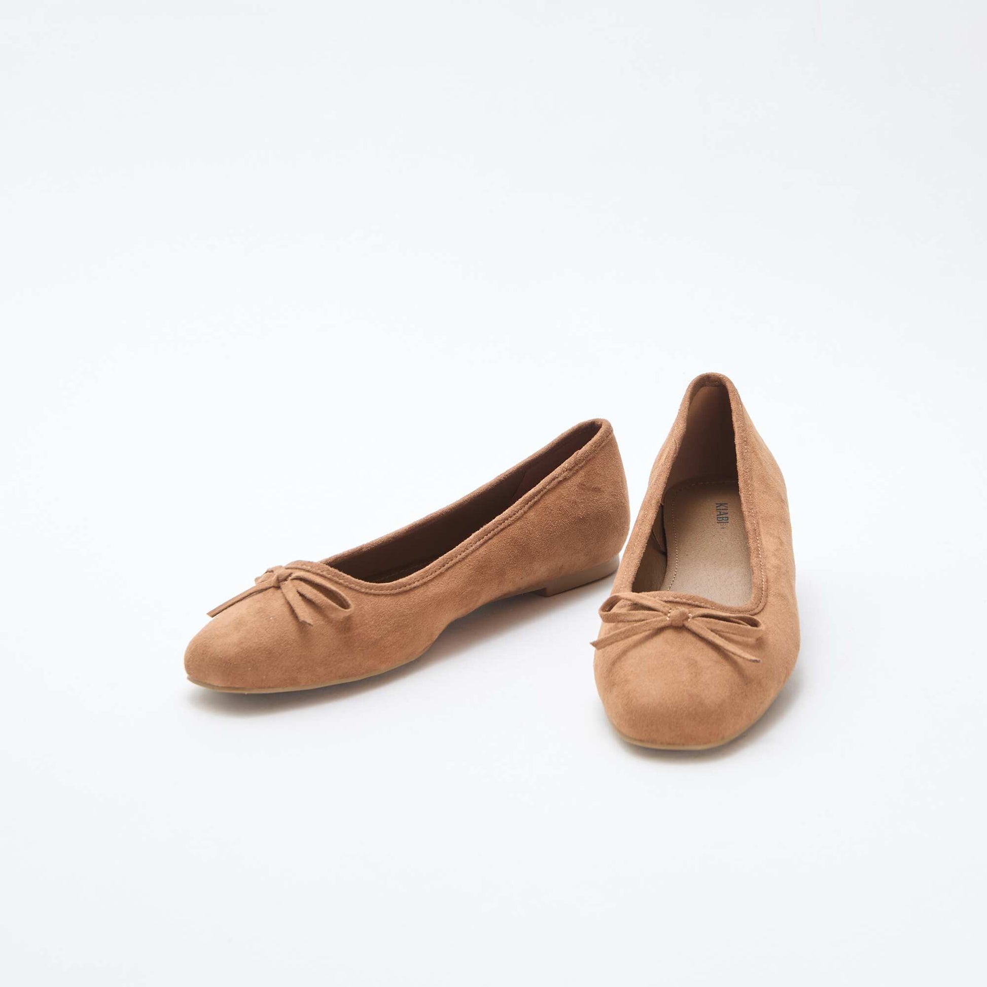 Ballerines unies en suédine MARRON