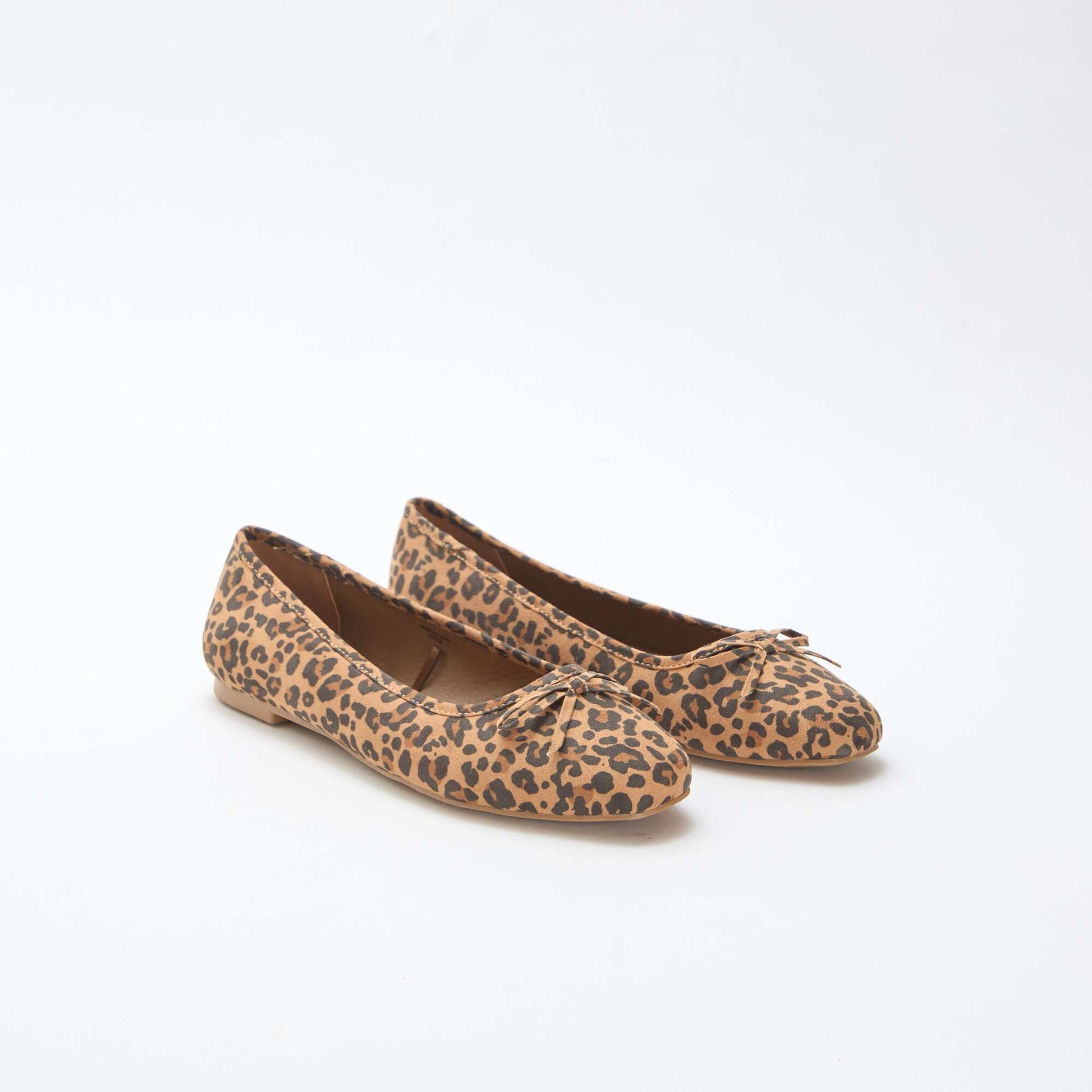 Ballerines à motif léopard en suédine BEIGE