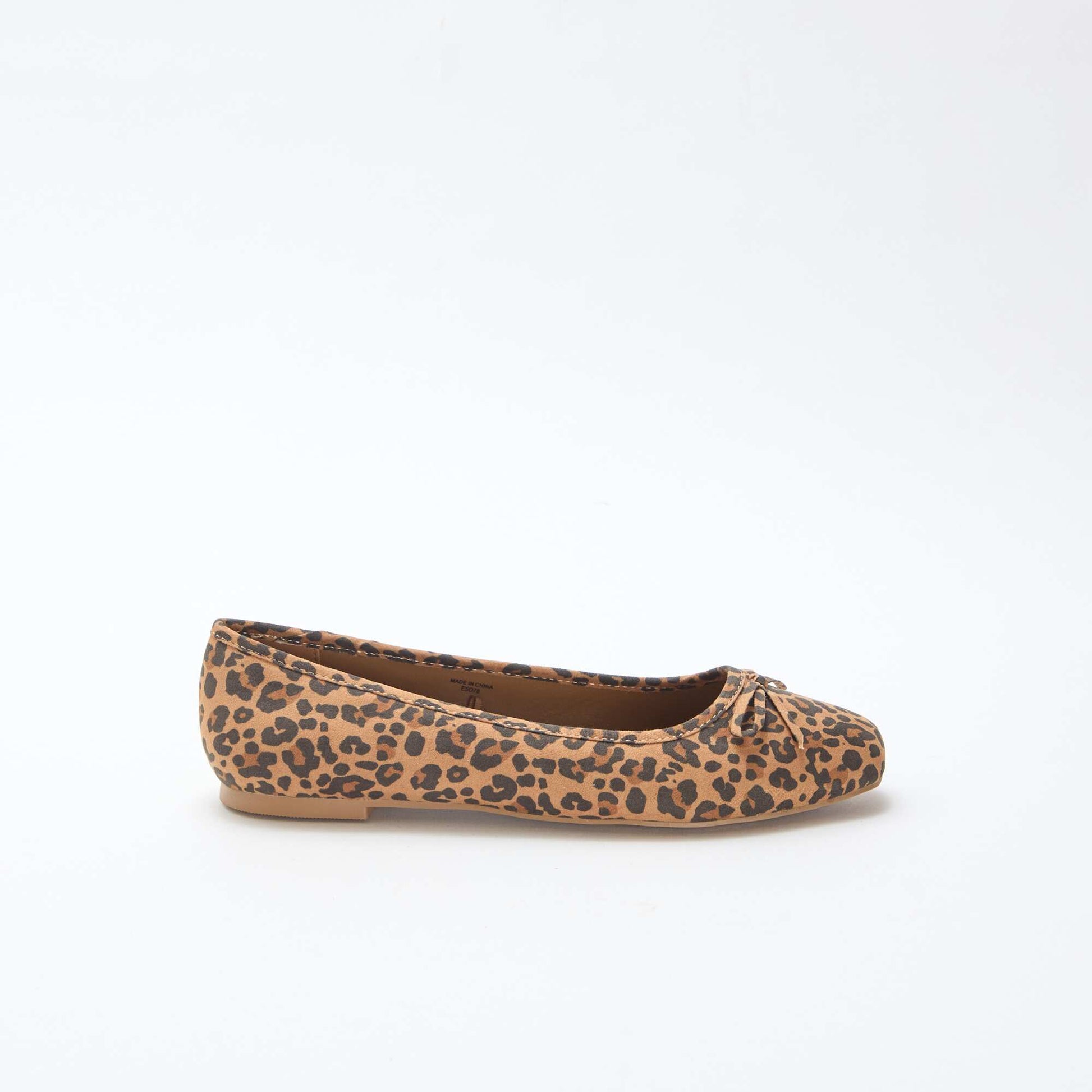 Ballerines à motif léopard en suédine BEIGE