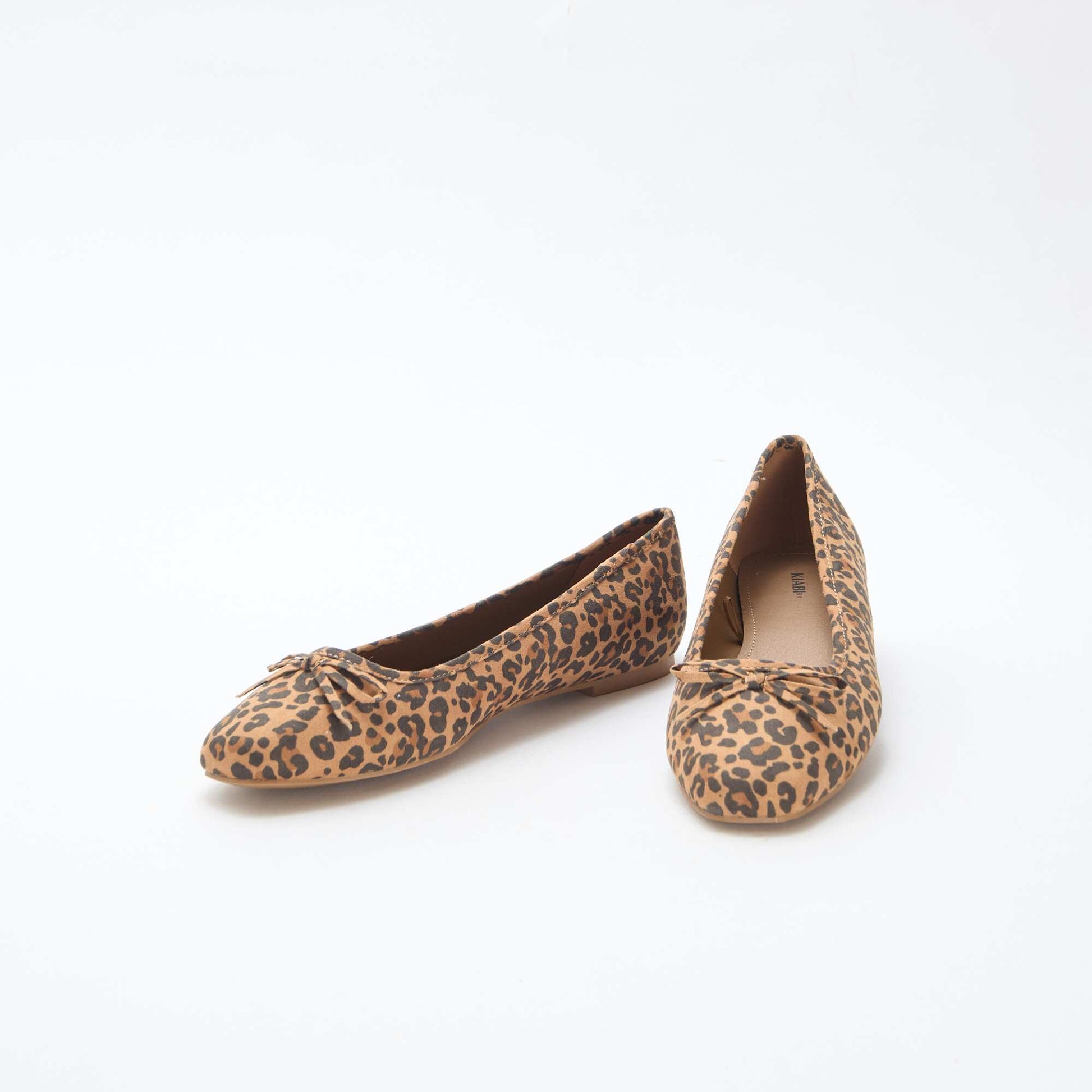 Ballerines à motif léopard en suédine BEIGE