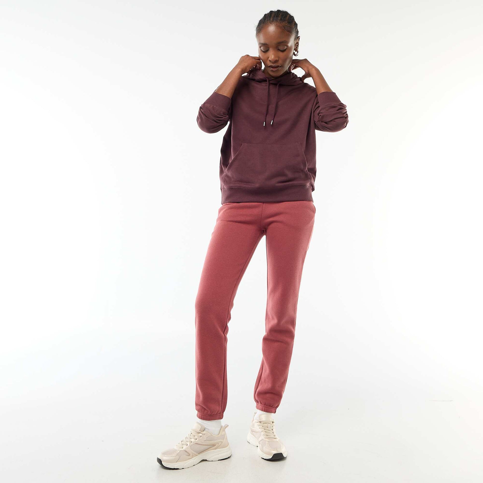Sweat à capuche uni en coton VIOLET