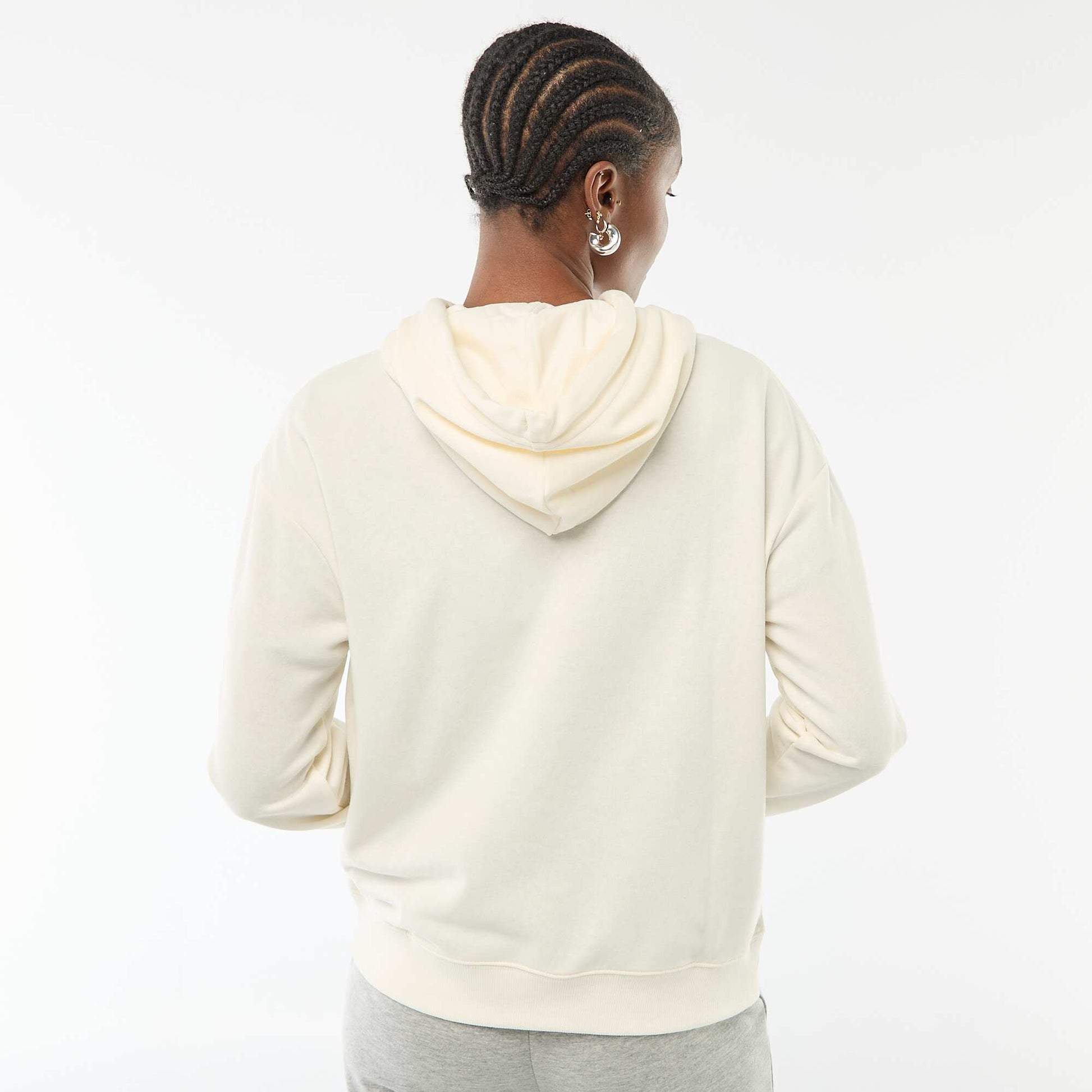 Sweat à capuche uni en coton BLANC