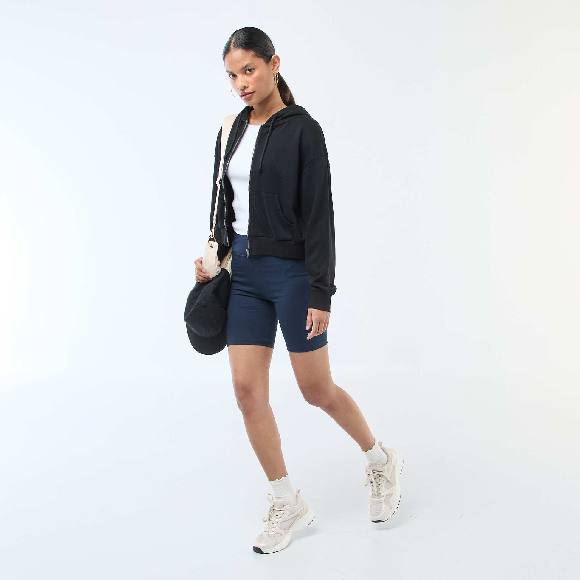 Sweat à capuche crop top NOIR