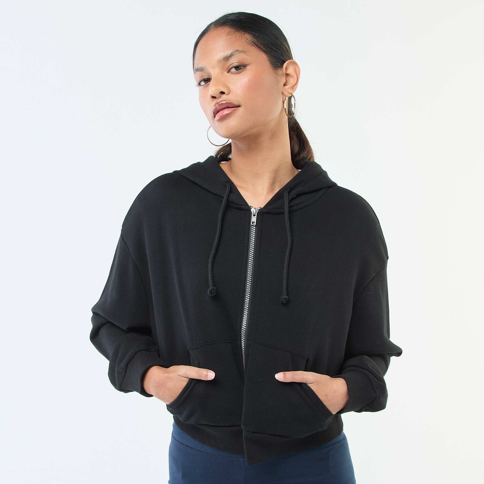 Sweat à capuche crop top NOIR