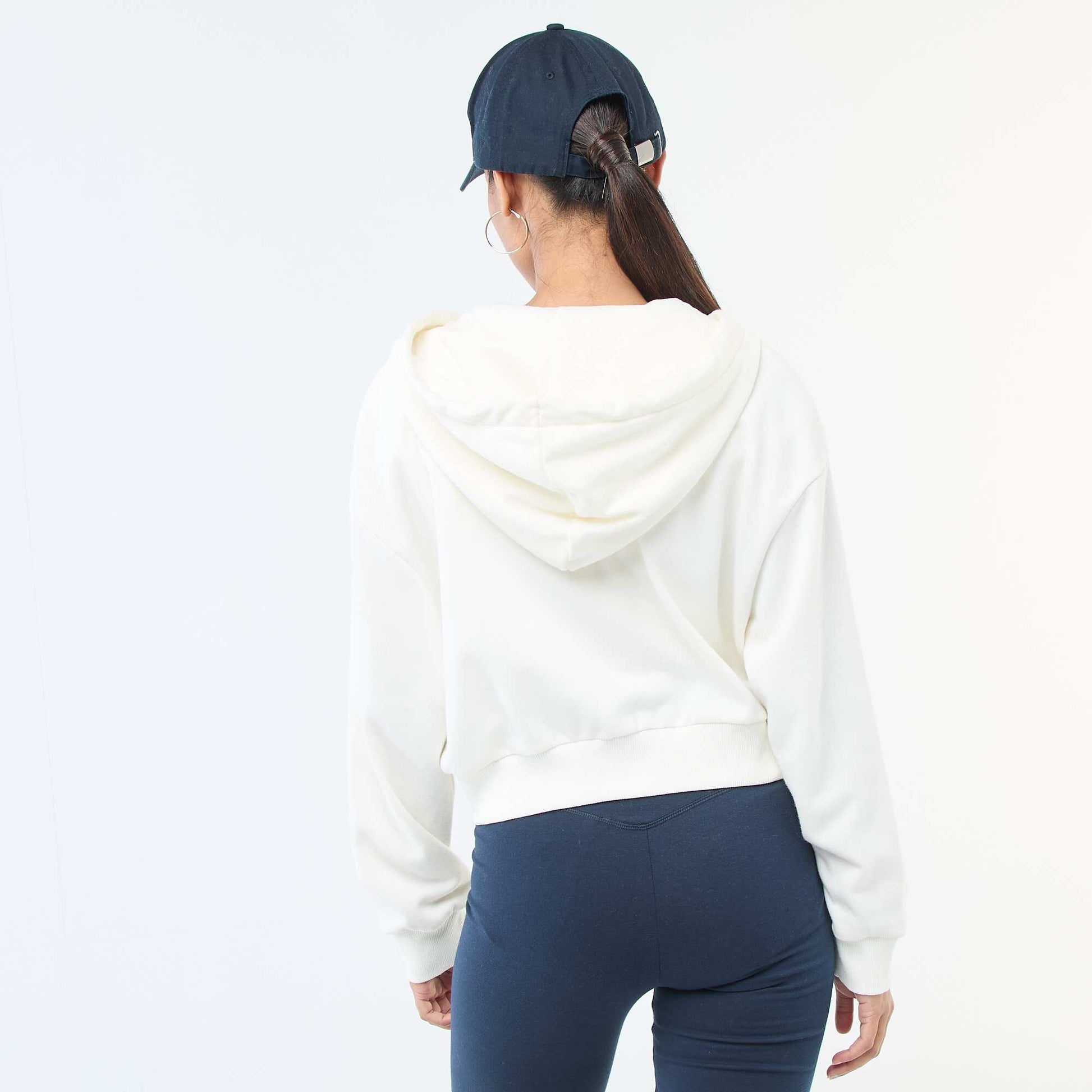 Sweat à capuche crop top BLANC