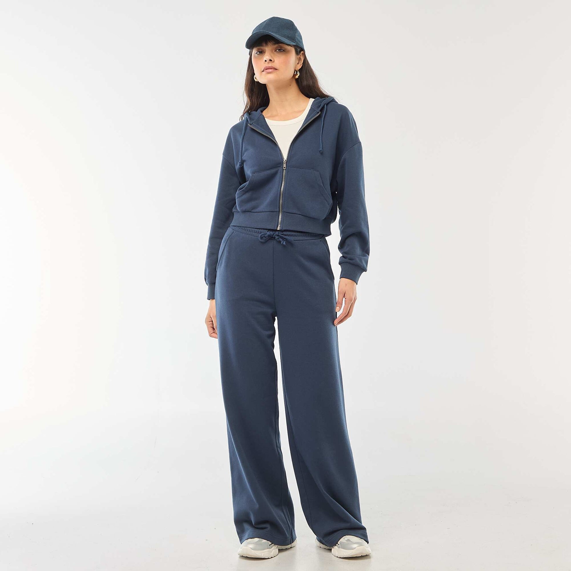 Sweat à capuche crop top BLEU