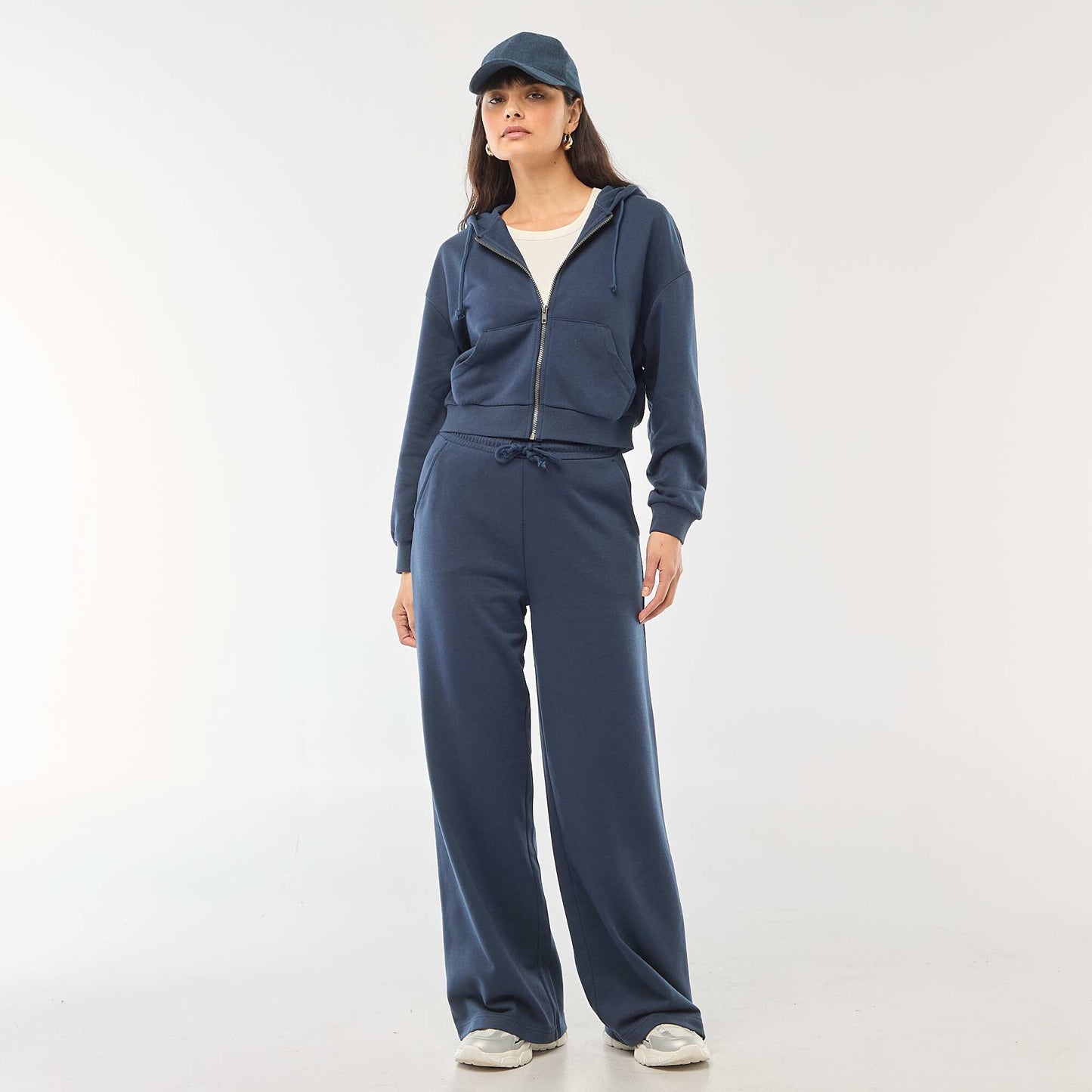 Sweat à capuche crop top BLEU