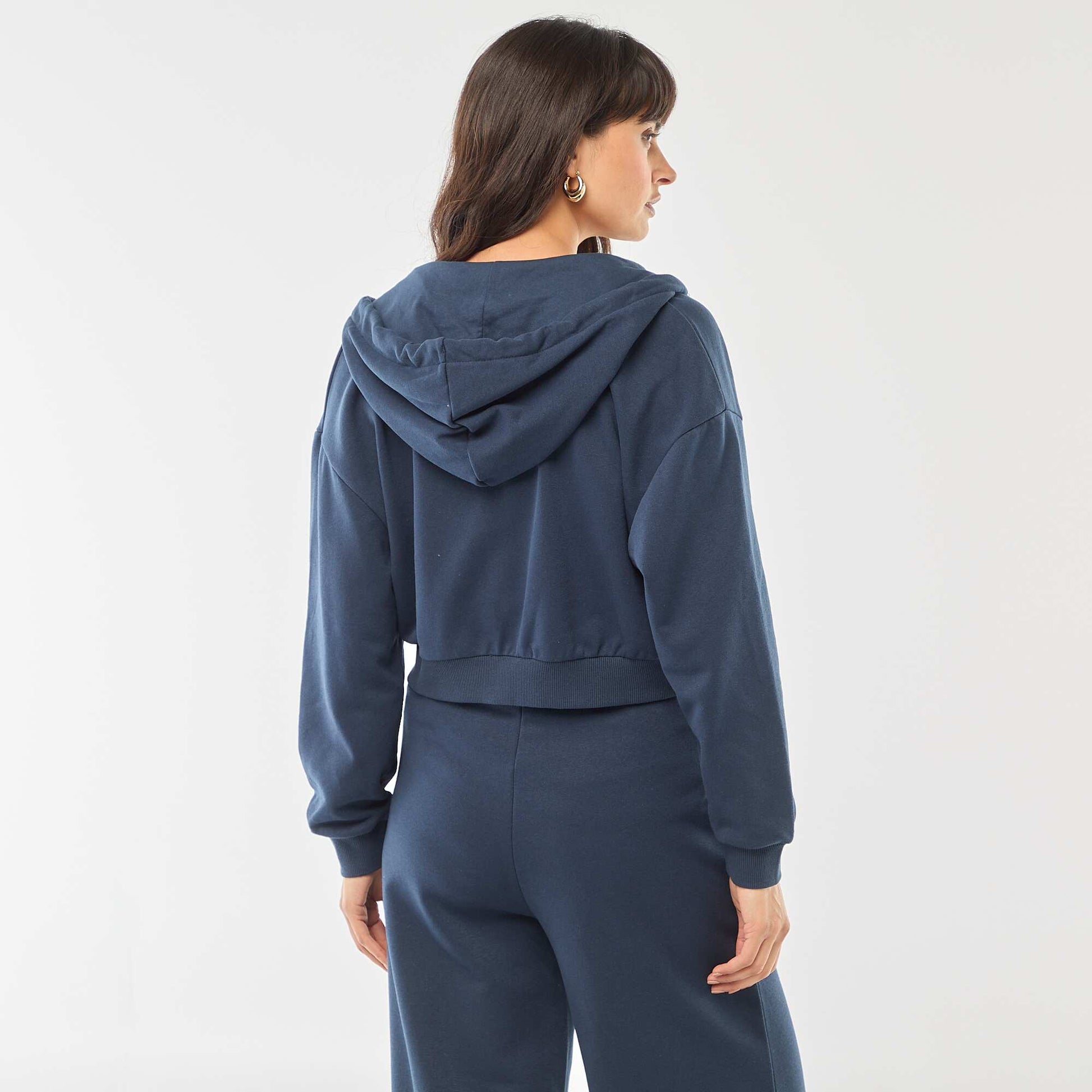 Sweat à capuche crop top BLEU