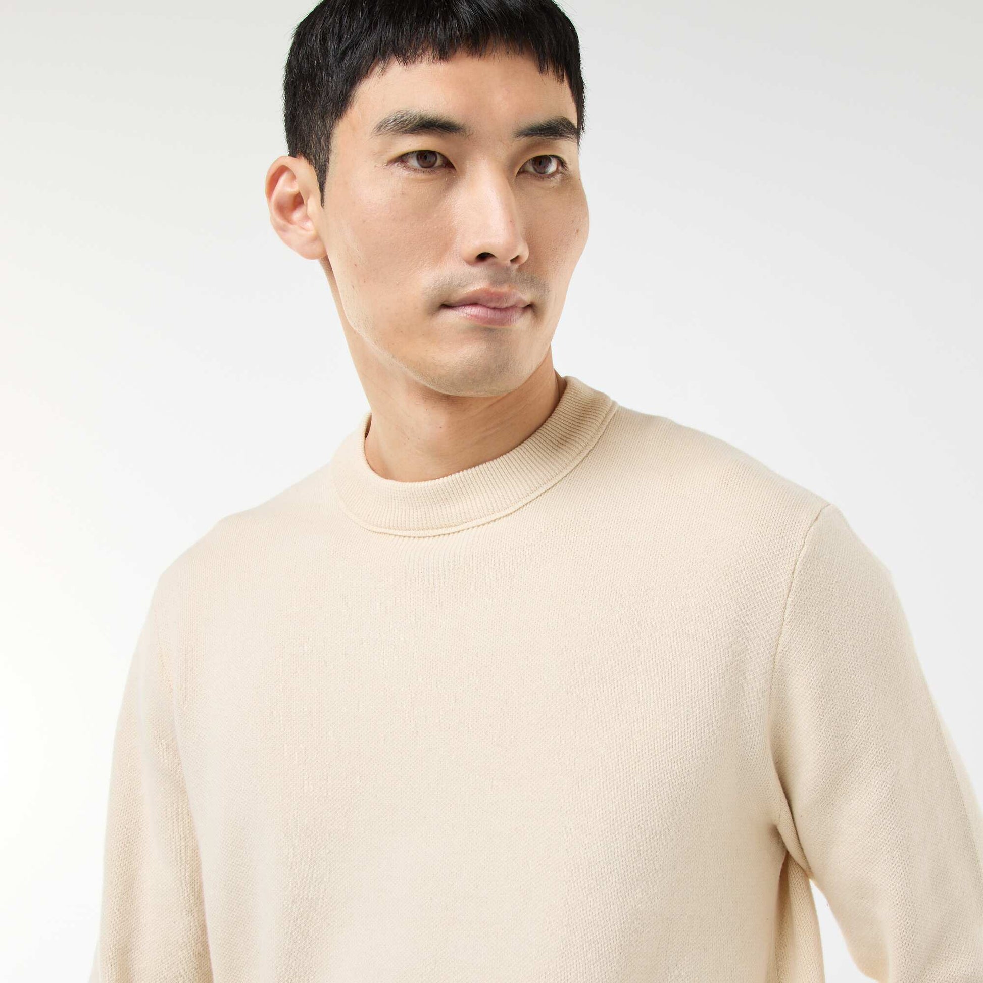 Pull col rond uni BLANC