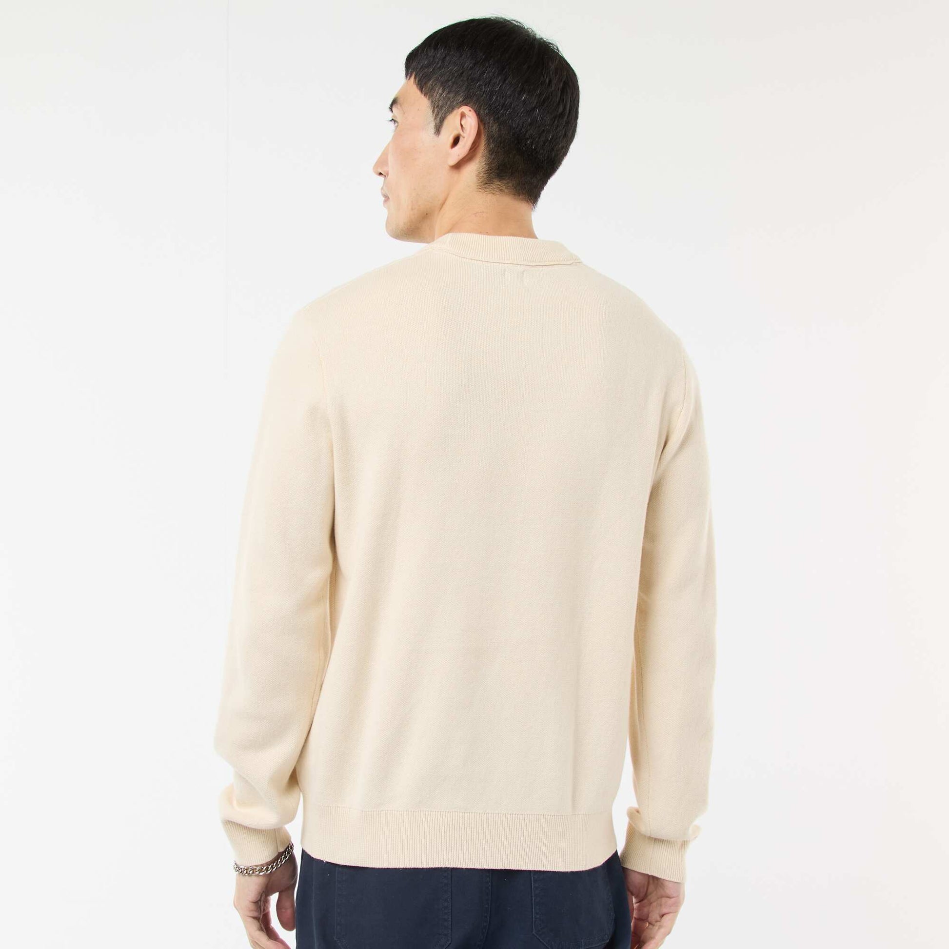 Pull col rond uni BLANC