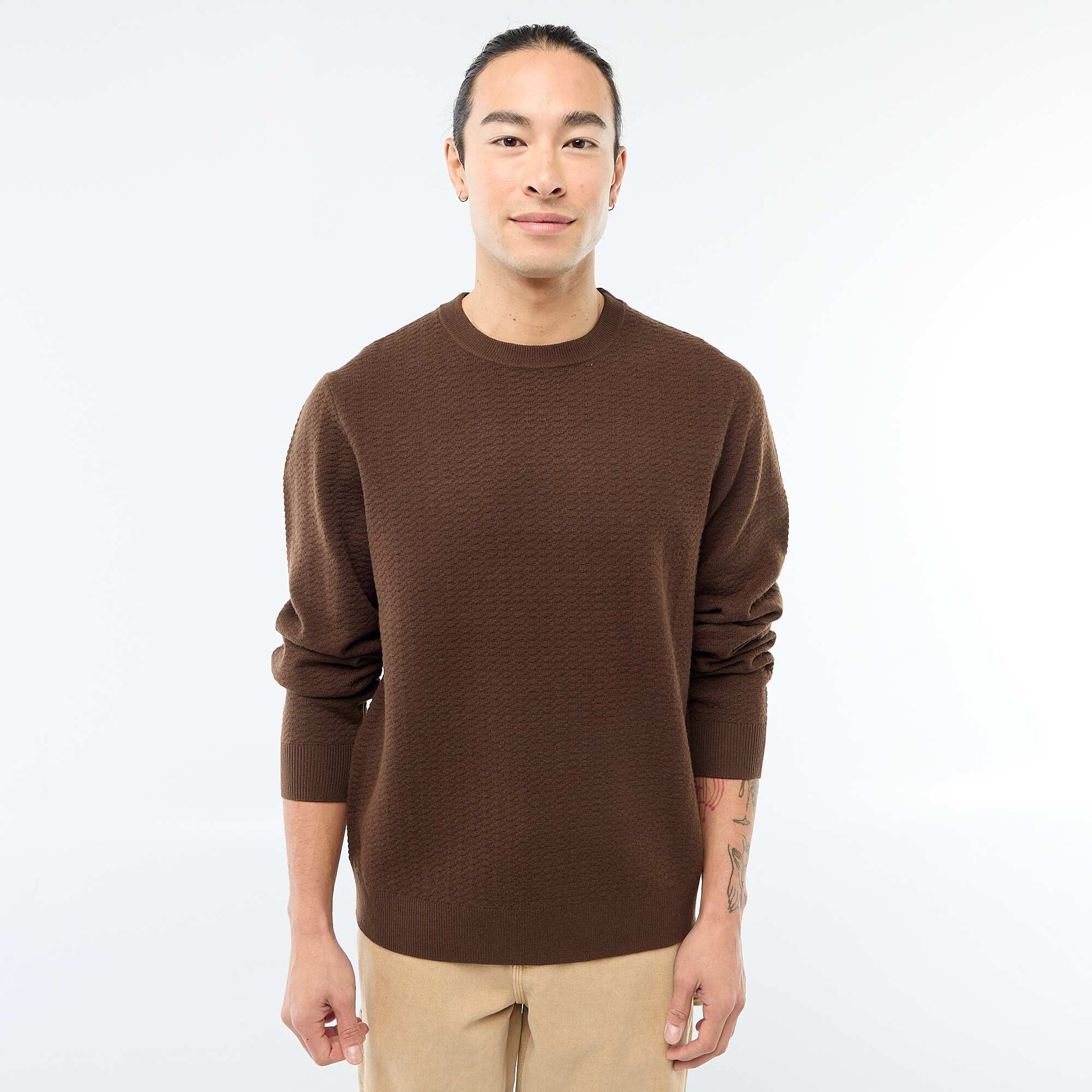 Pull en maille fantaisie MARRON