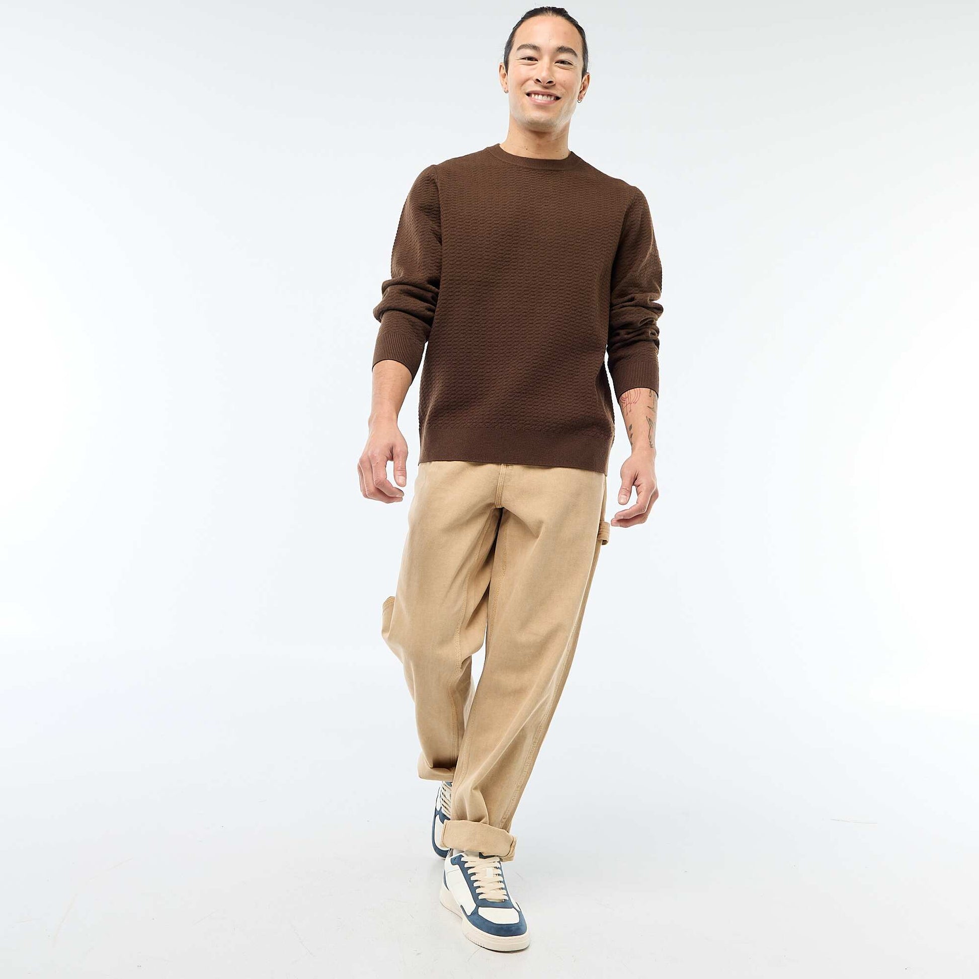 Pull en maille fantaisie MARRON