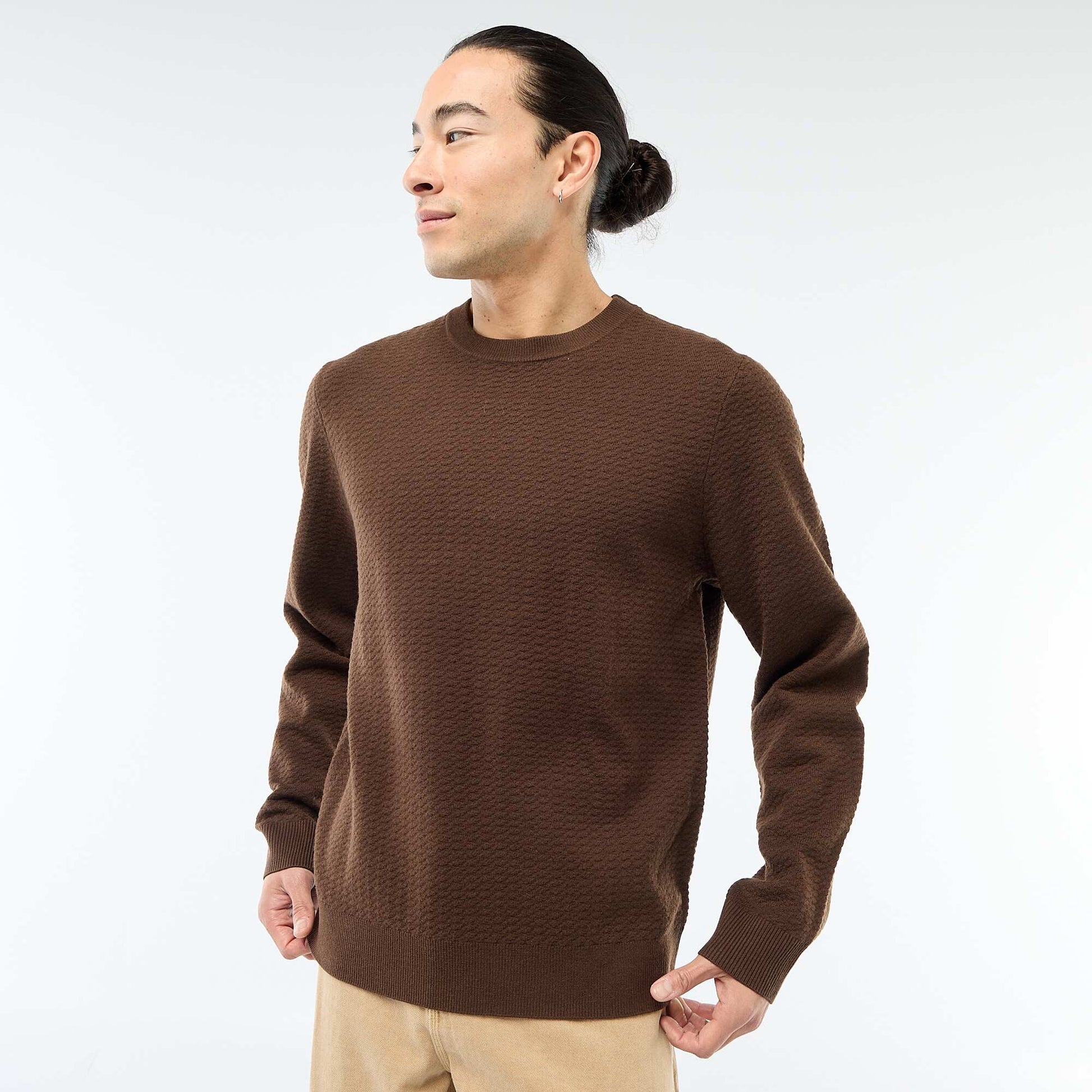 Pull en maille fantaisie MARRON