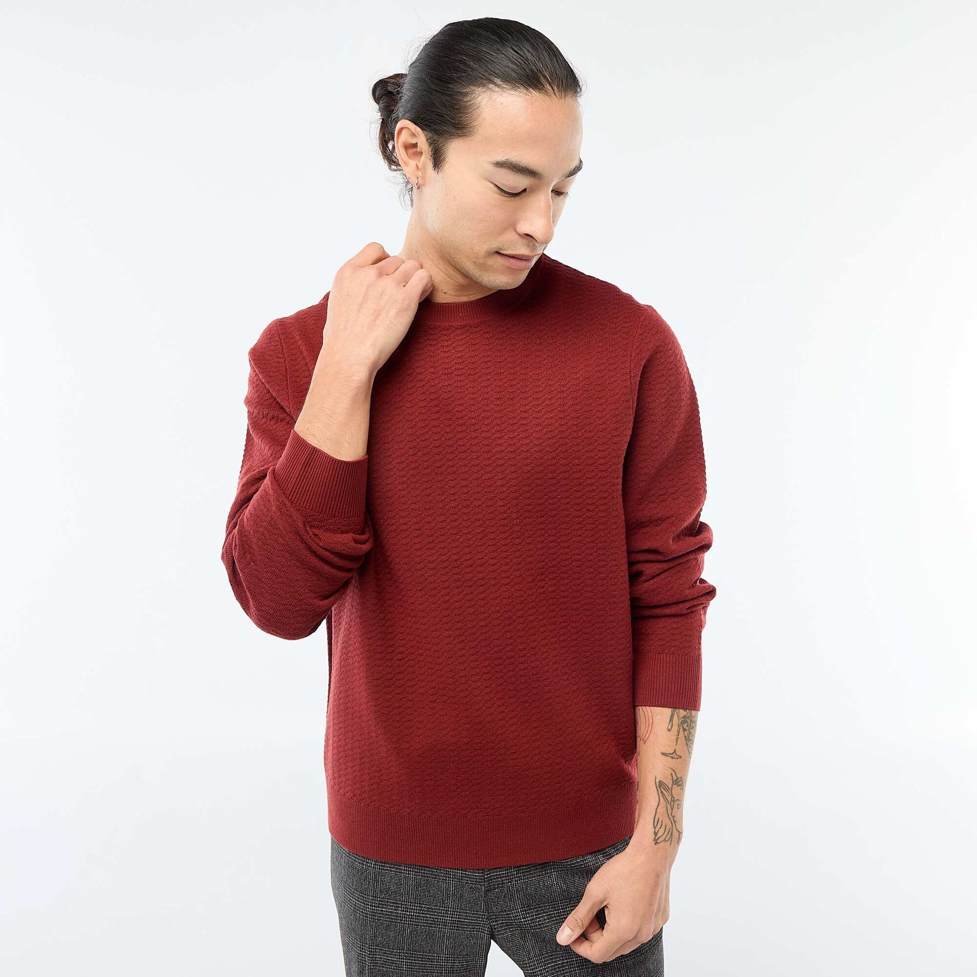 Pull en maille fantaisie ROUGE