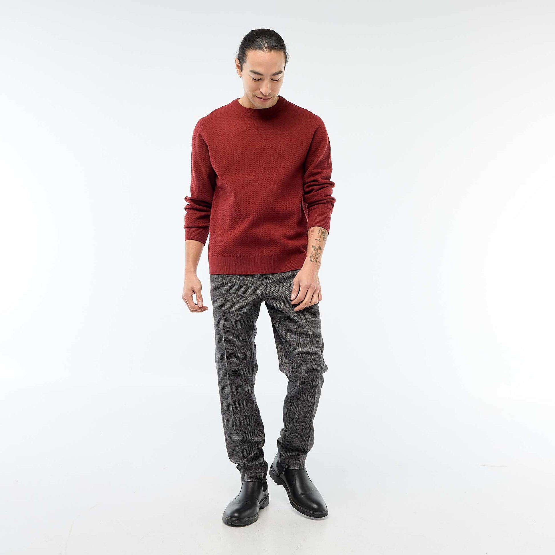 Pull en maille fantaisie ROUGE