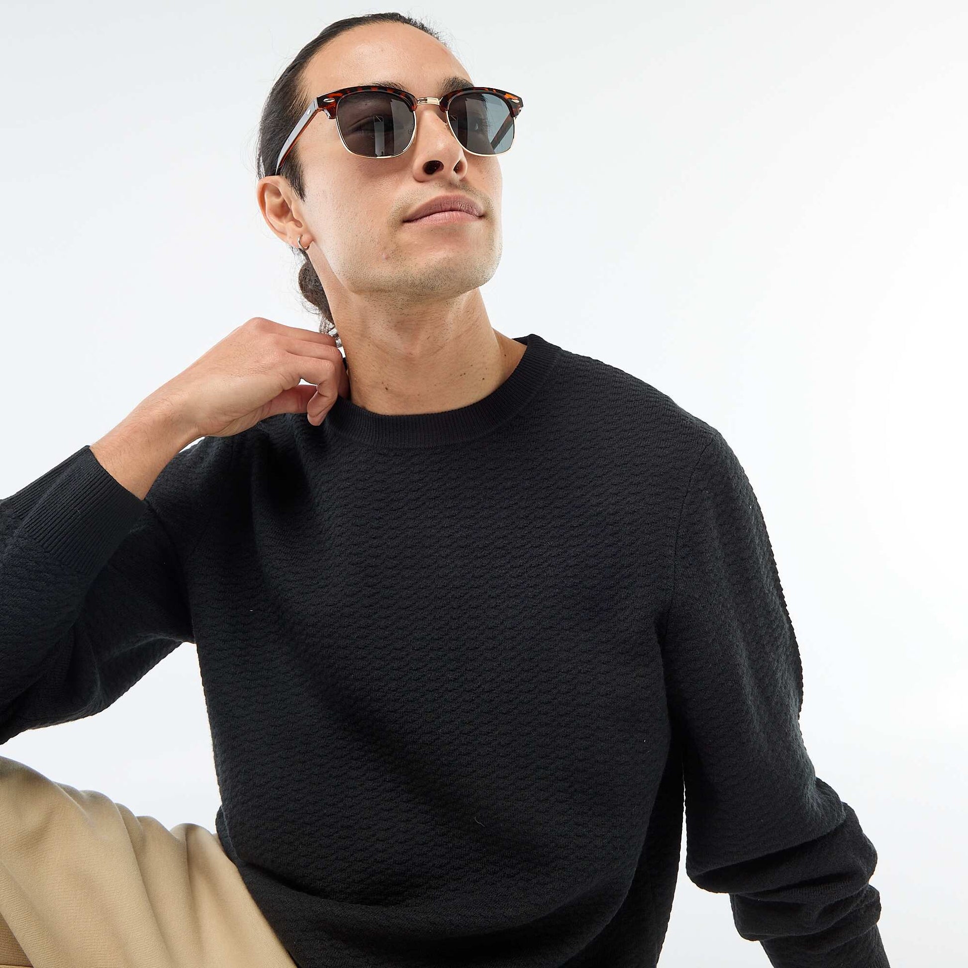 Pull en maille fantaisie NOIR