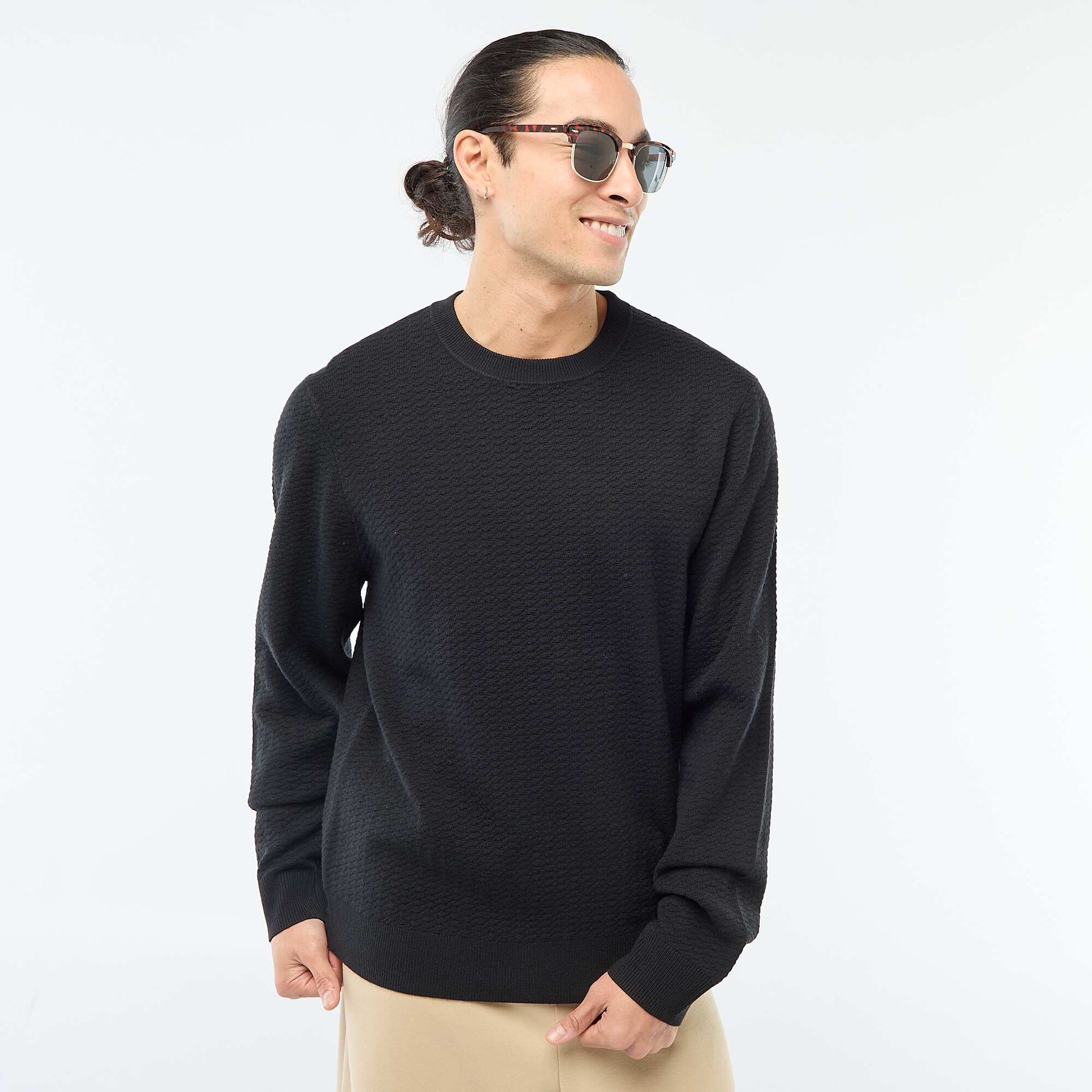 Pull en maille fantaisie NOIR