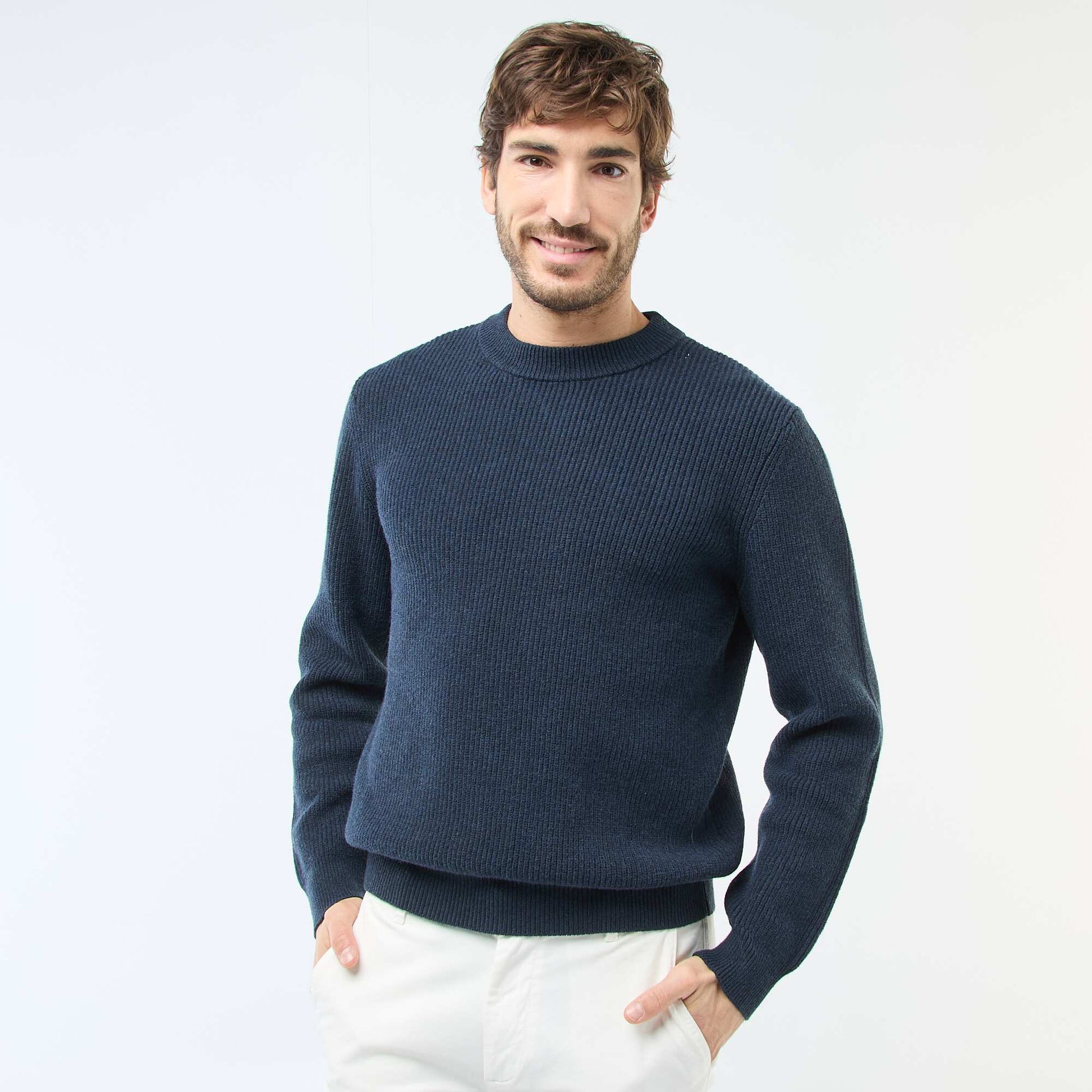 Pull chaud uni BLEU MARINE
