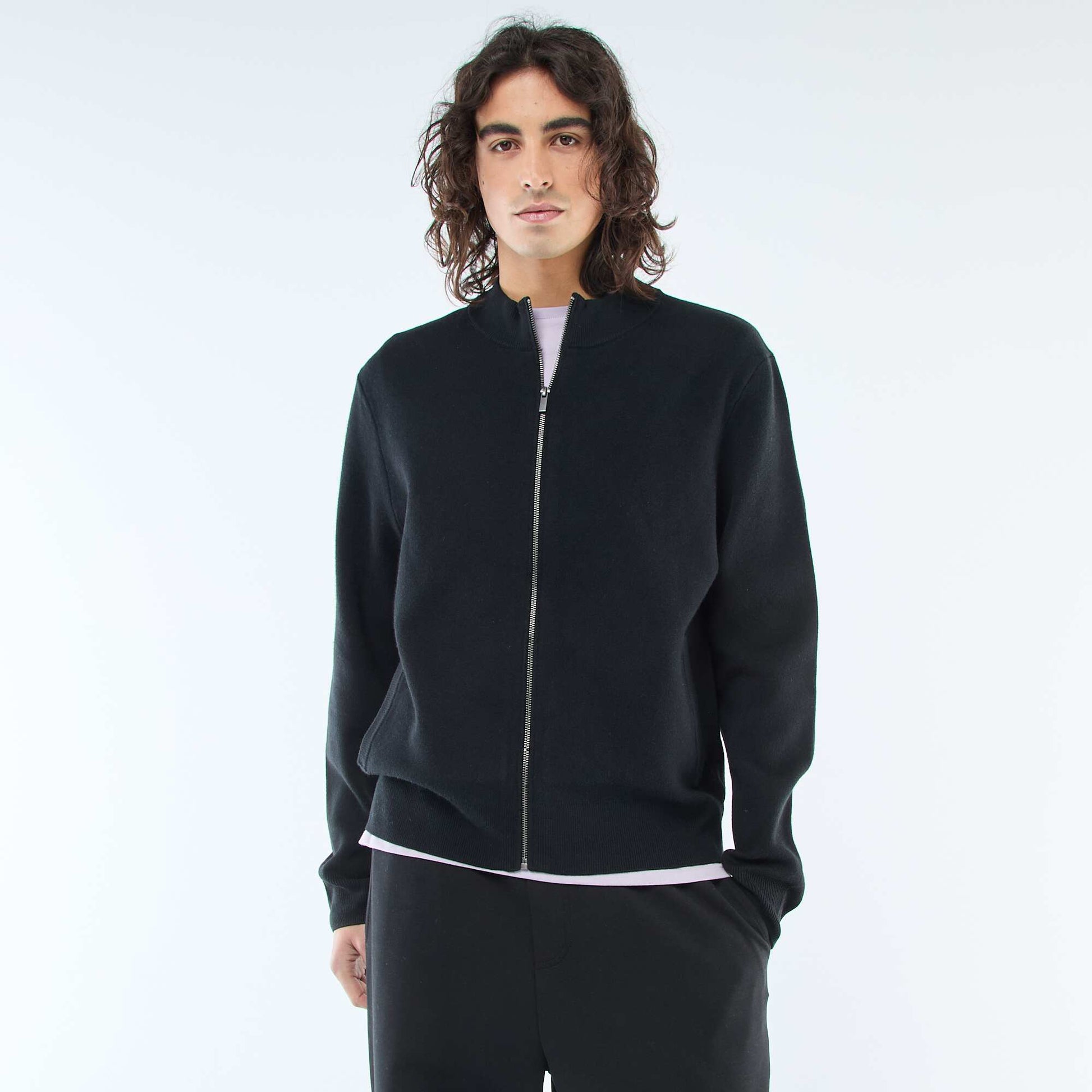 Gilet chaud zippé à col montant NOIR
