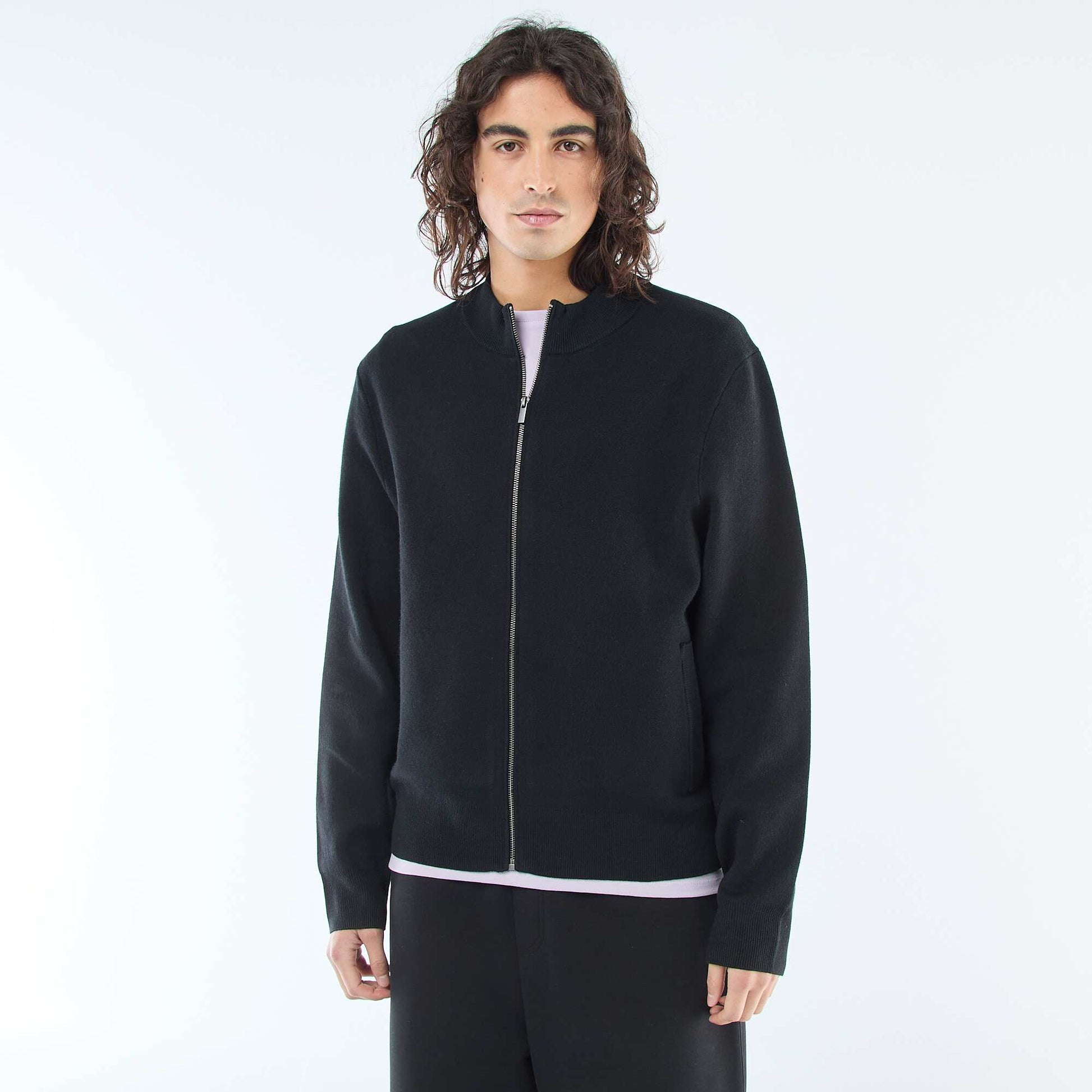 Gilet chaud zippé à col montant NOIR