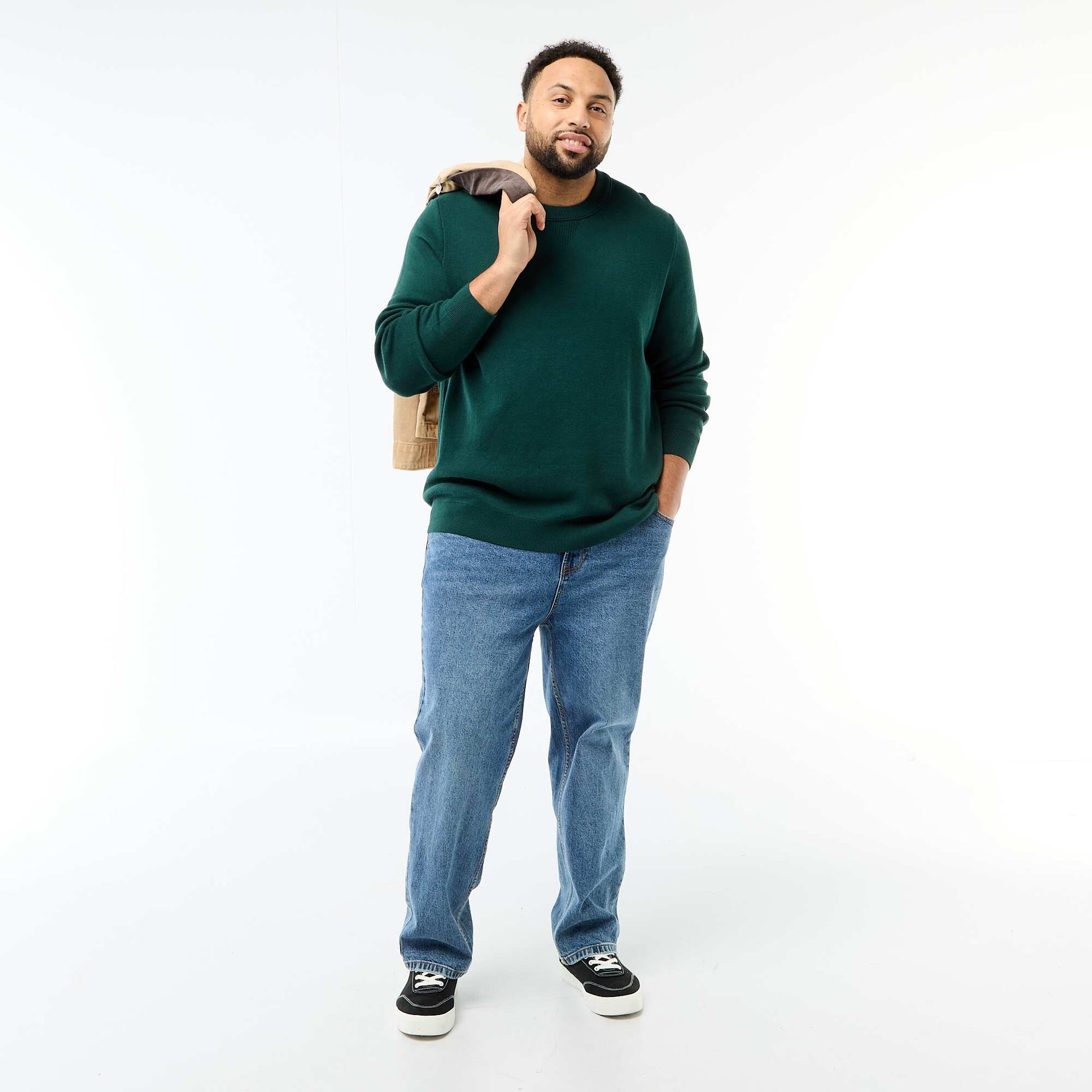 Pull en maille à col rond VERT