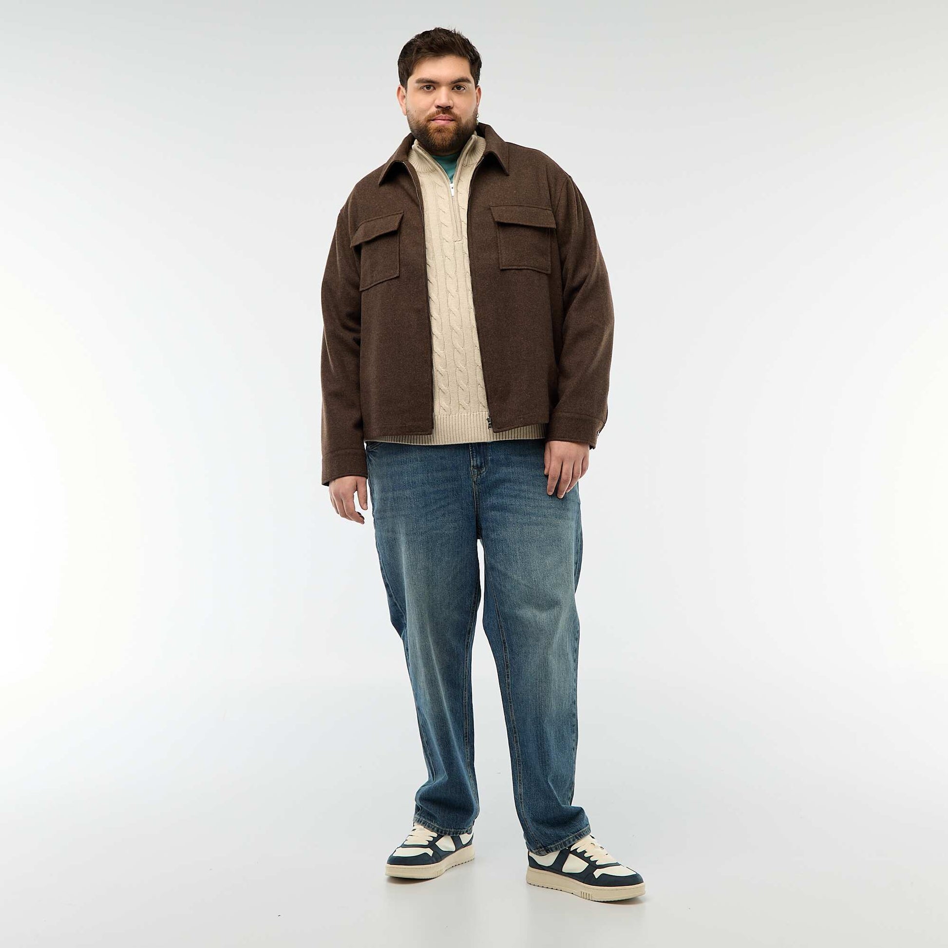 Pull camionneur zip torsadé BEIGE