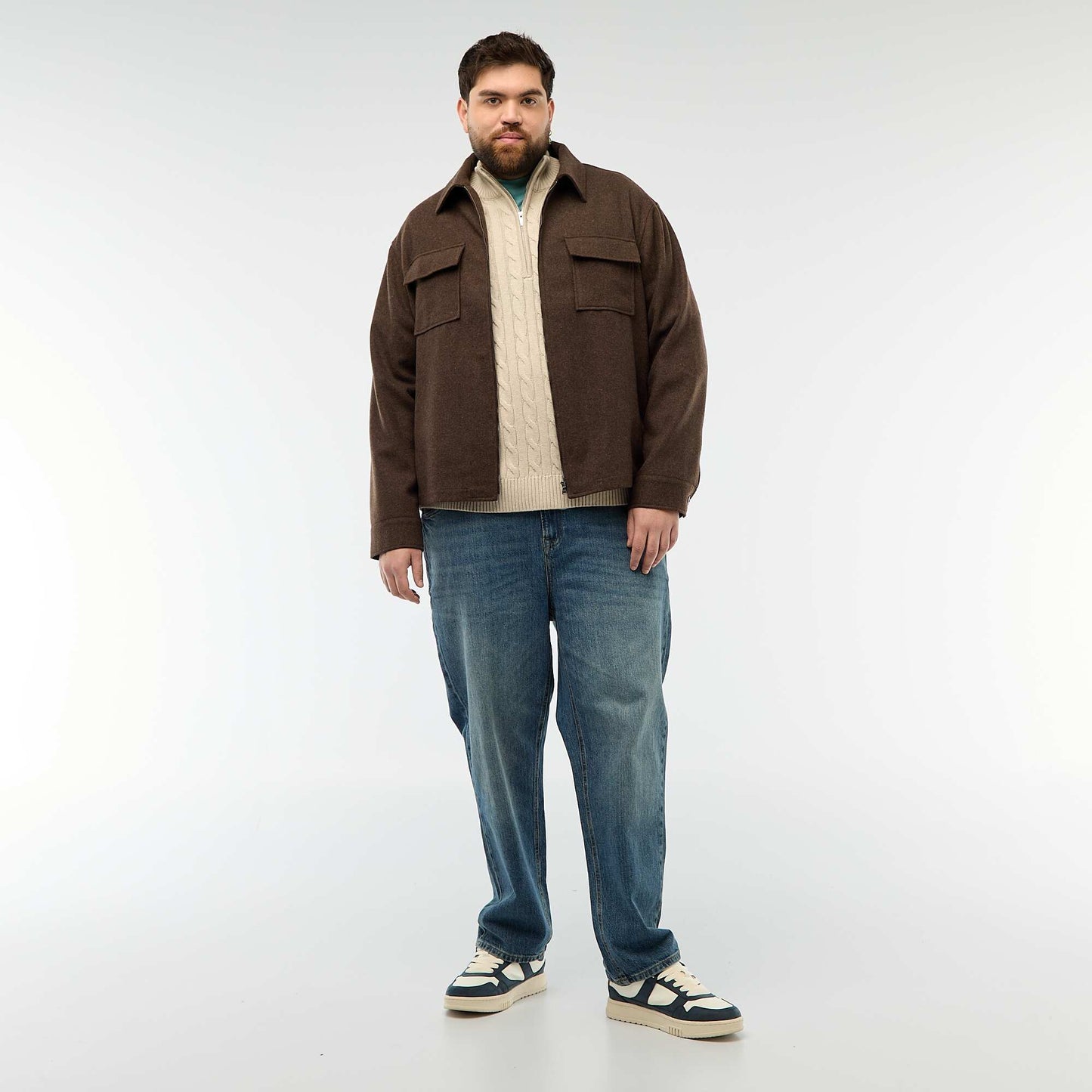 Pull camionneur zip torsadé BEIGE