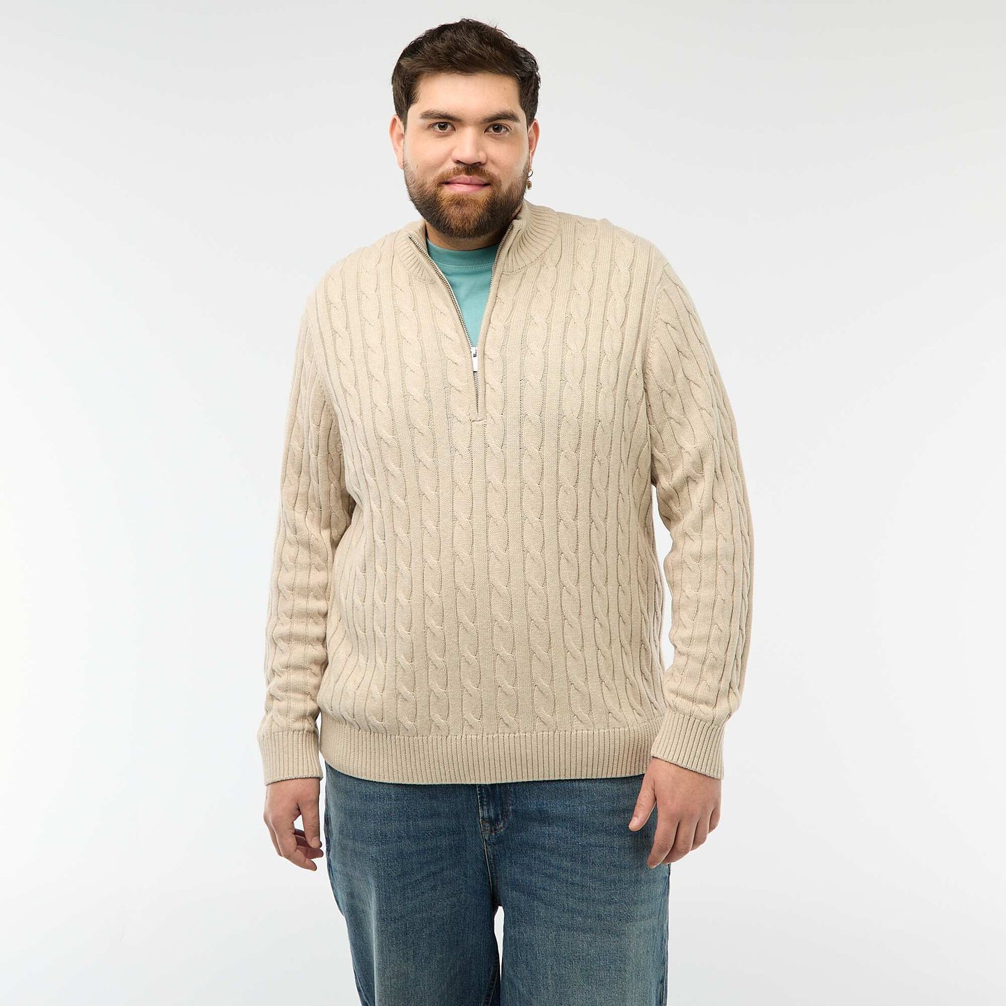 Pull camionneur zip torsadé BEIGE
