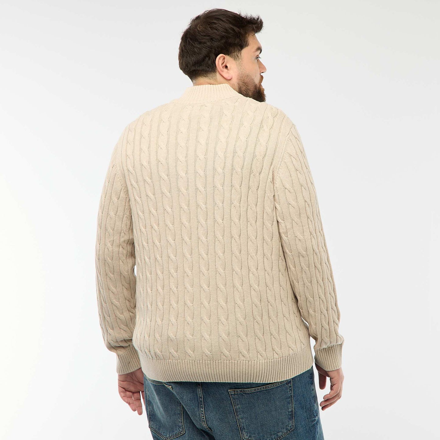 Pull camionneur zip torsadé BEIGE