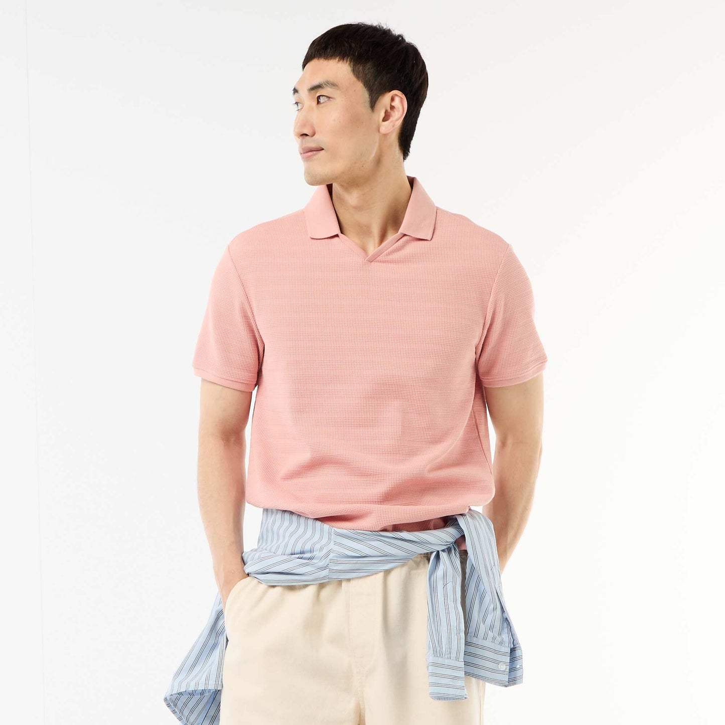 Polo en piqué de coton à manches courtes ROSE