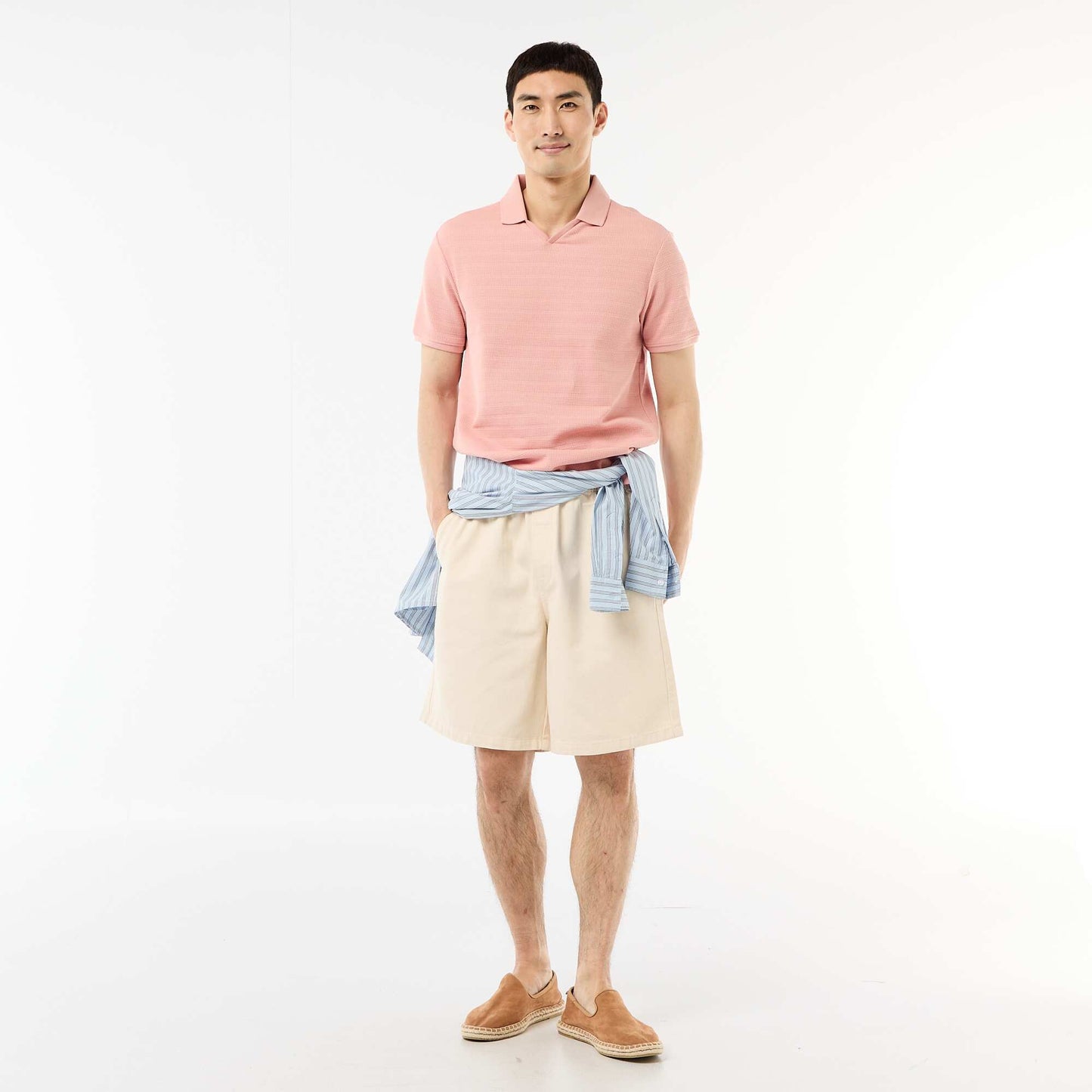 Polo en piqué de coton à manches courtes ROSE