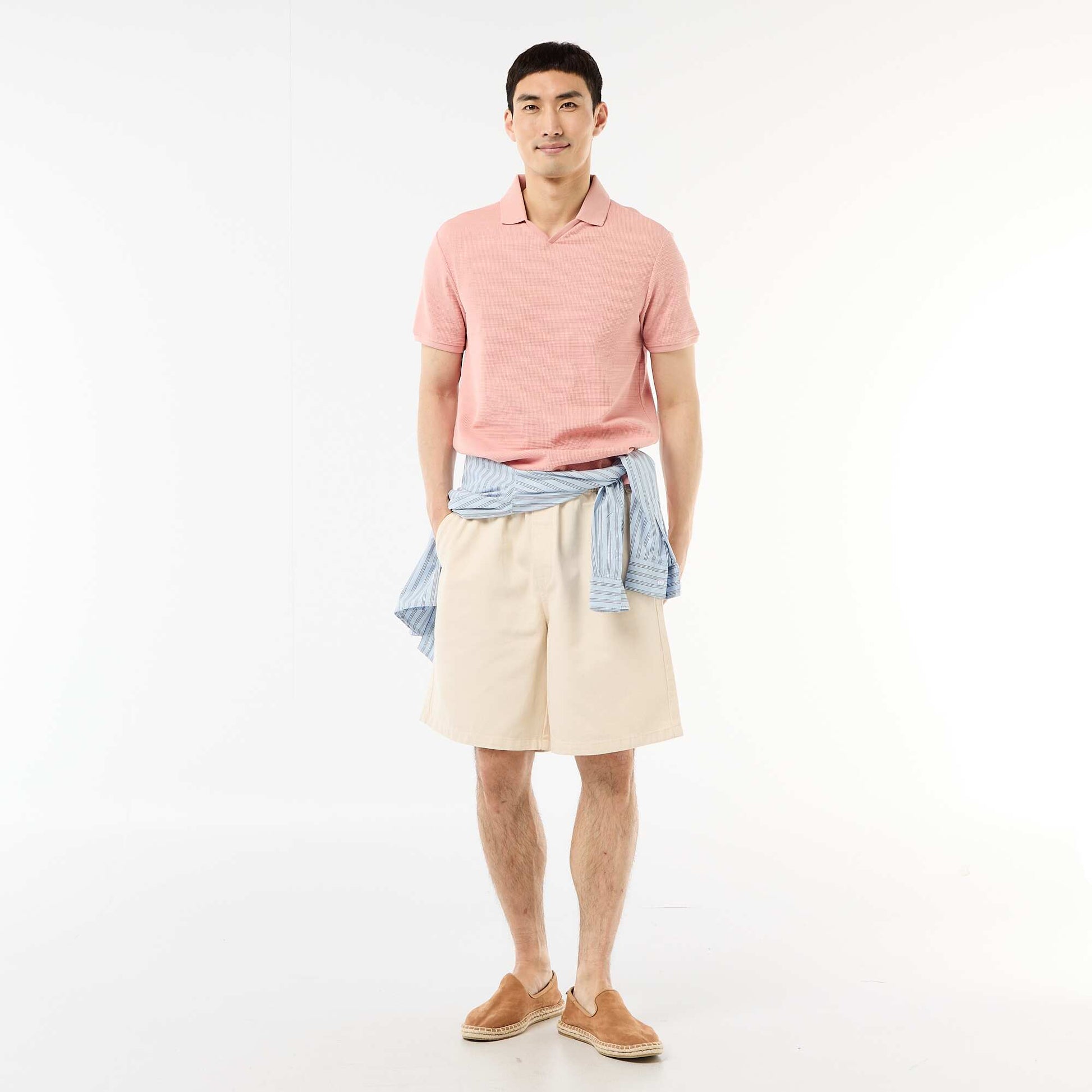 Polo en piqué de coton à manches courtes ROSE