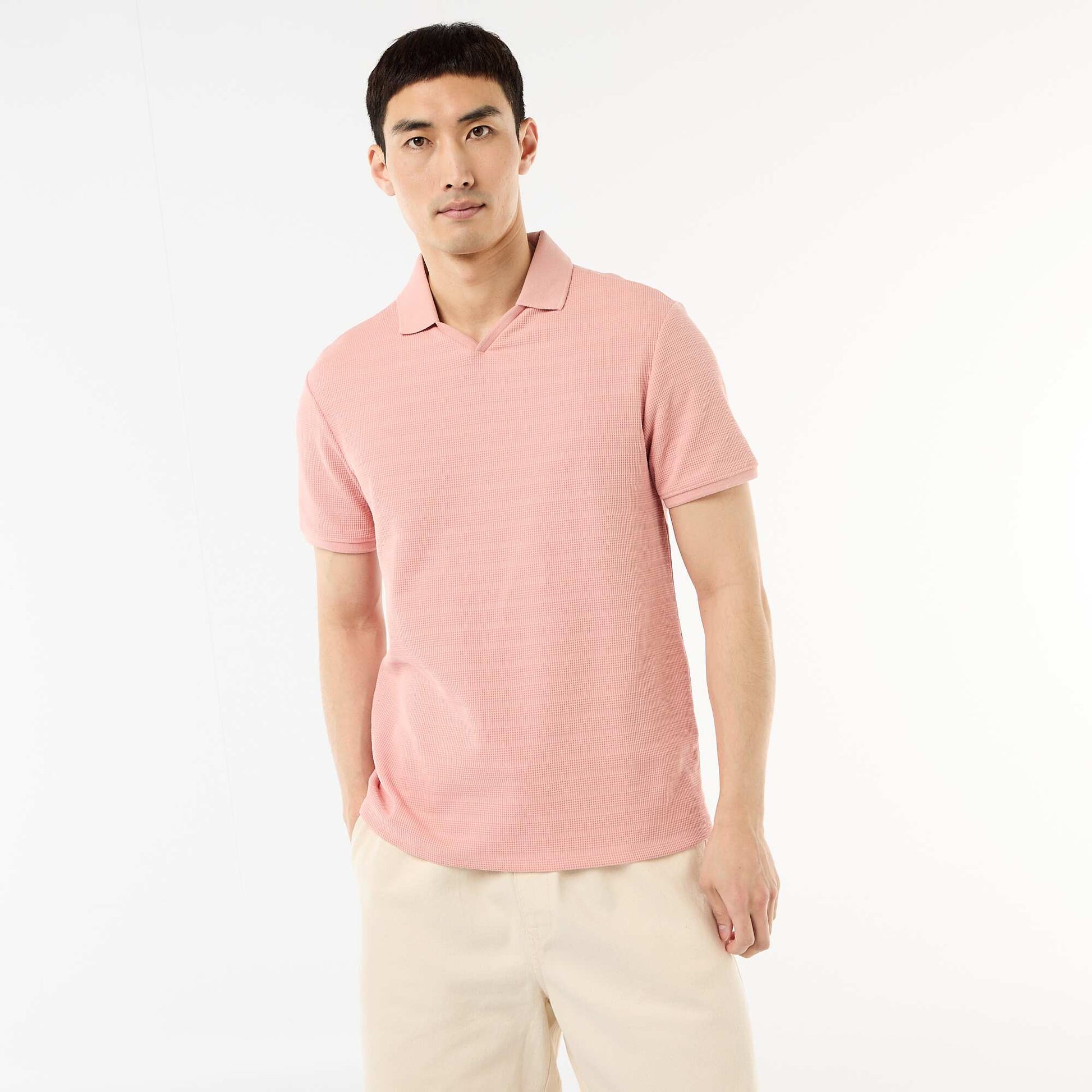 Polo en piqué de coton à manches courtes ROSE