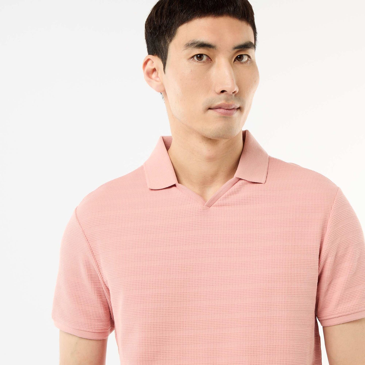 Polo en piqué de coton à manches courtes ROSE