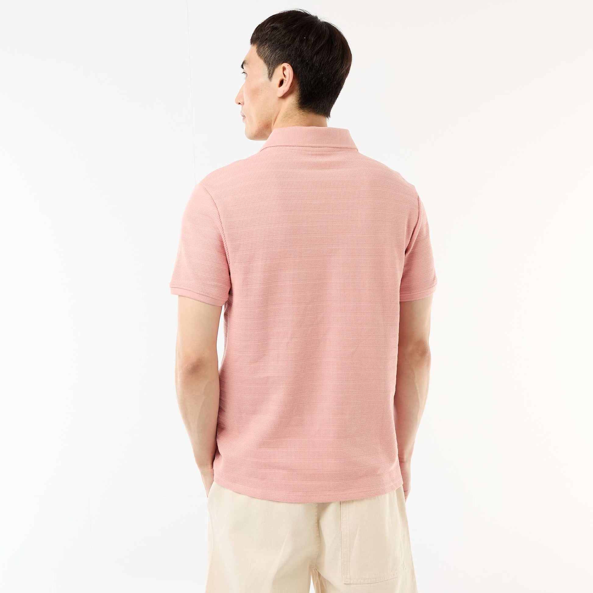 Polo en piqué de coton à manches courtes ROSE