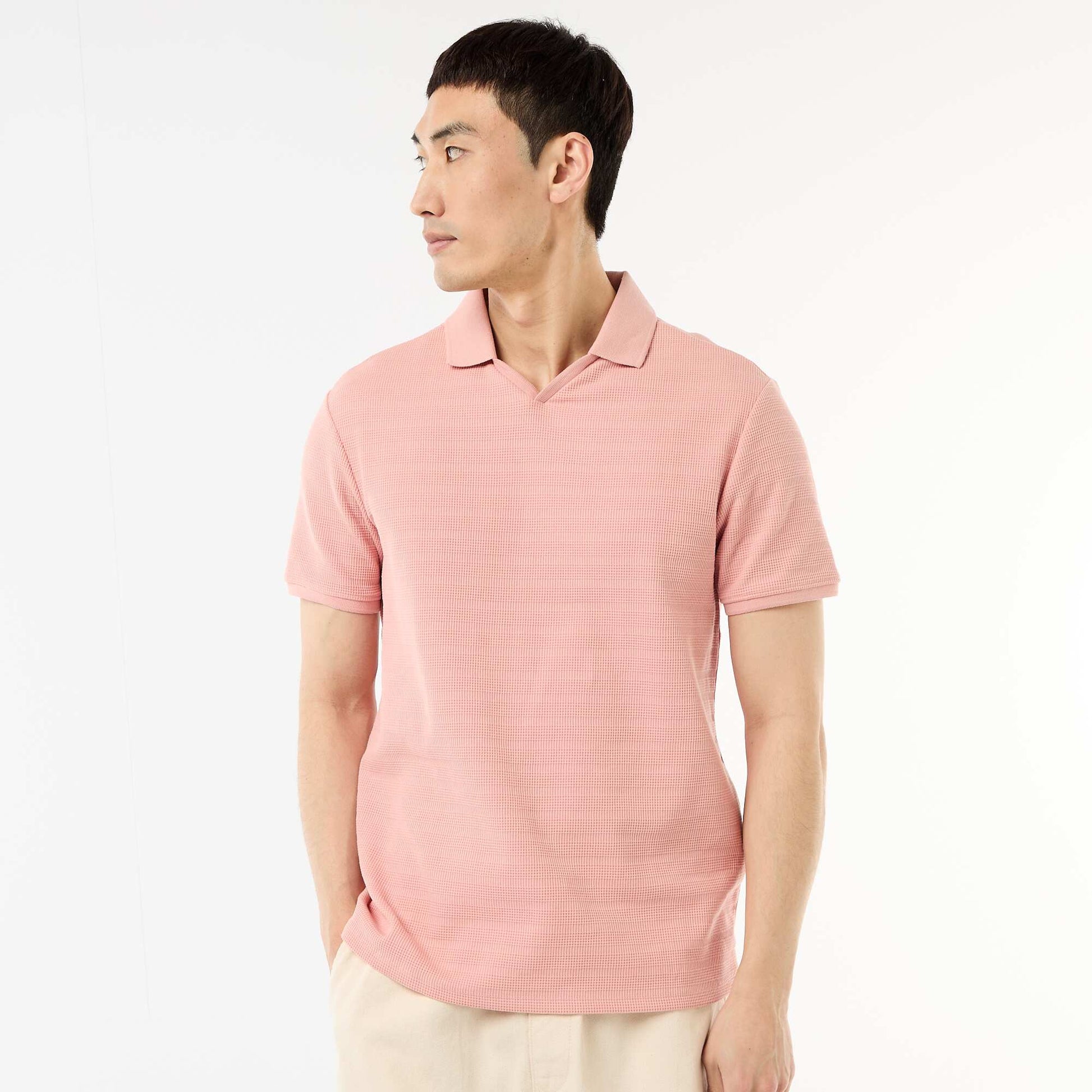 Polo en piqué de coton à manches courtes ROSE