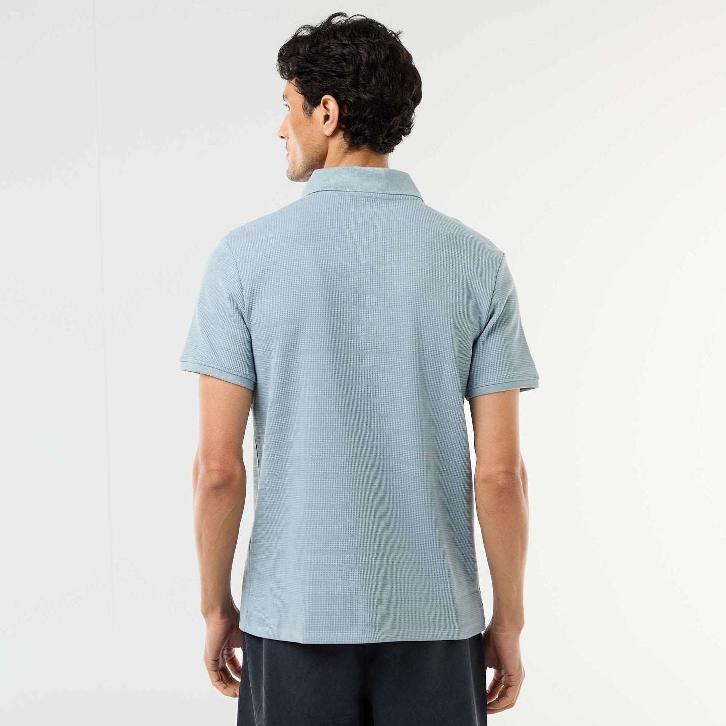 Polo en piqué de coton à manches courtes BLEU