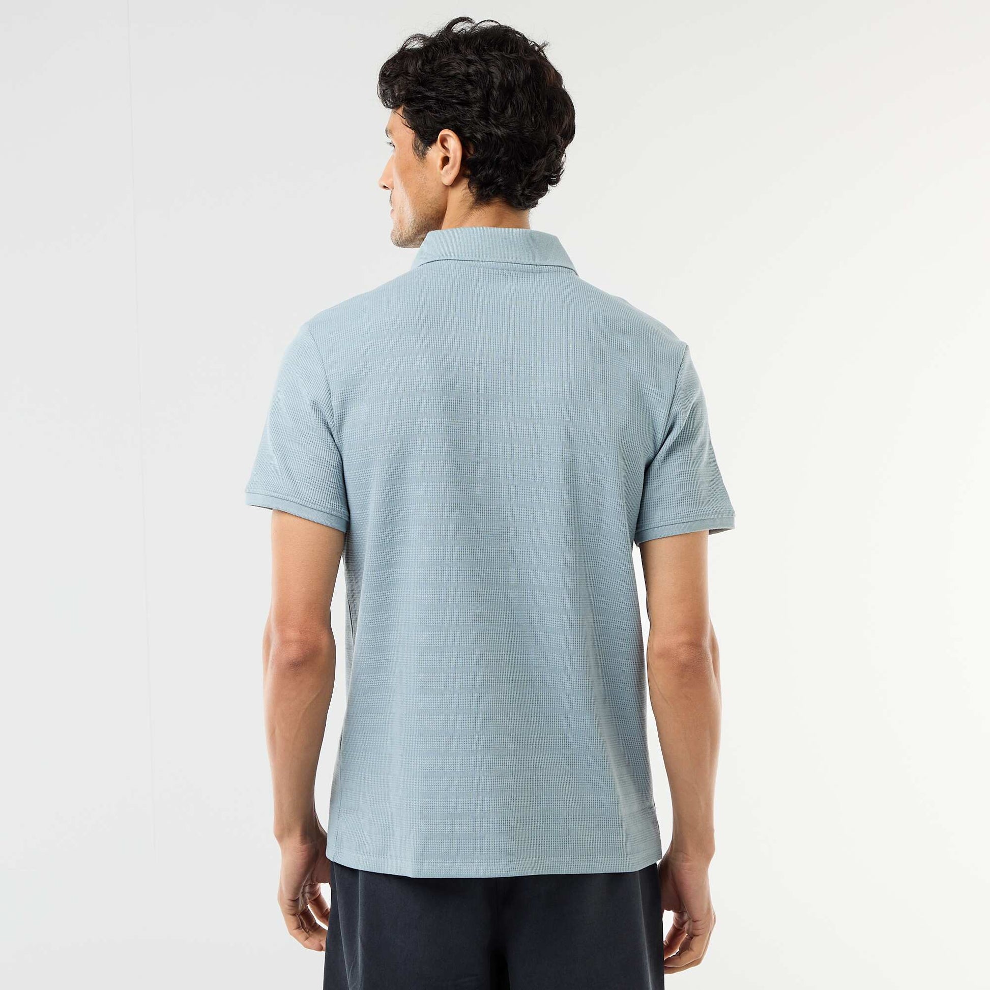 Polo en piqué de coton à manches courtes BLEU