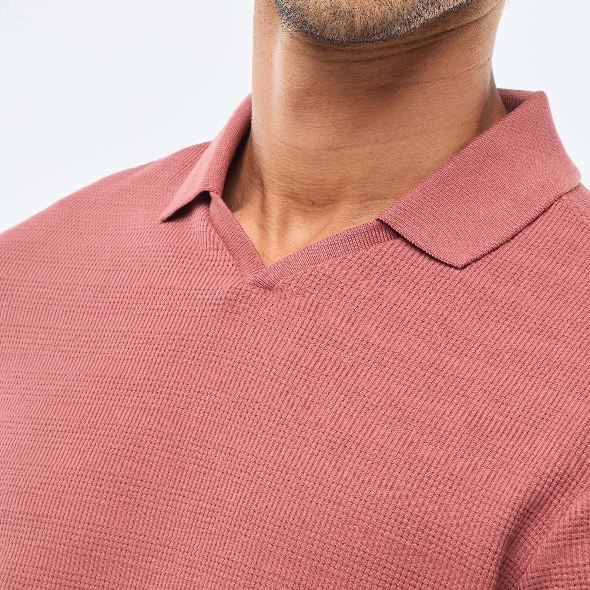 Polo en piqué de coton à manches courtes ROUGE